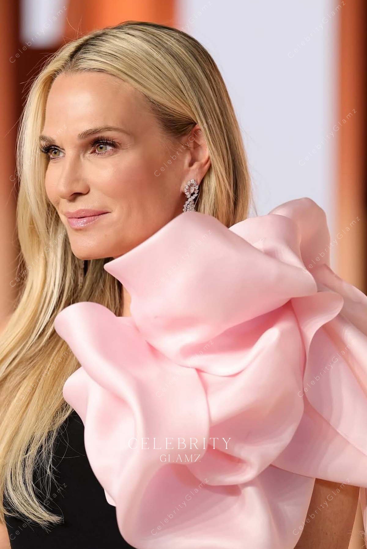 Molly Sims pink ruffles 2025 Vanity fair party dress