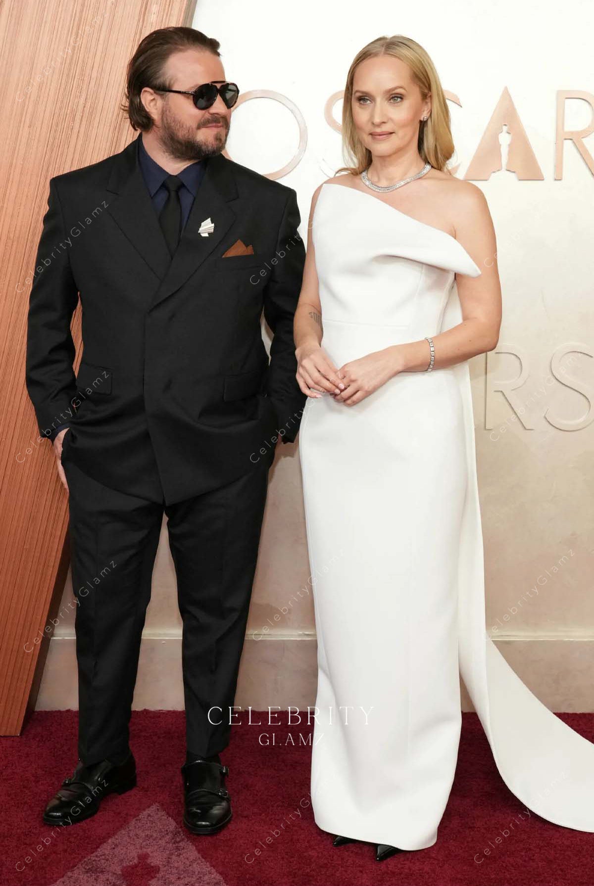 Mona Fastvold 2025 Watteau train Oscars red carpet dress