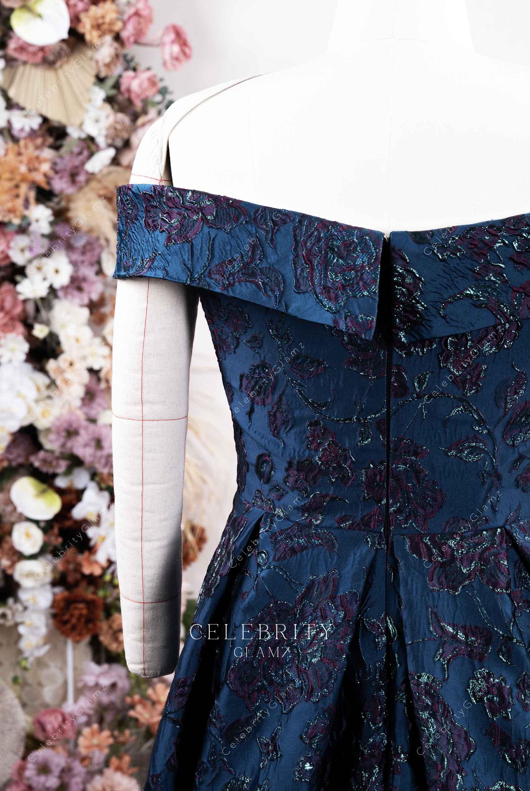 off shoulder drop sleeves prom dress