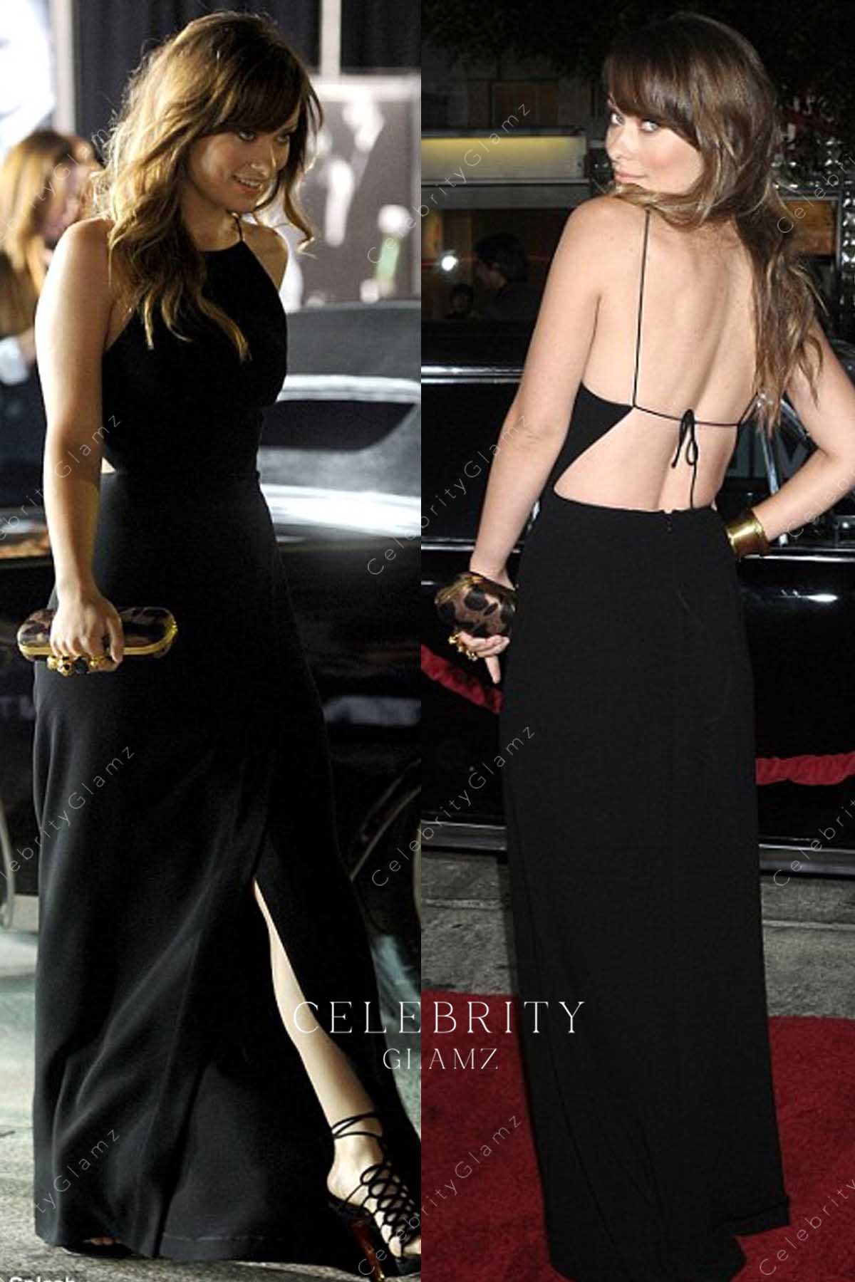 Olivia Wilde black crisscross back dress in time movie premiere 2011
