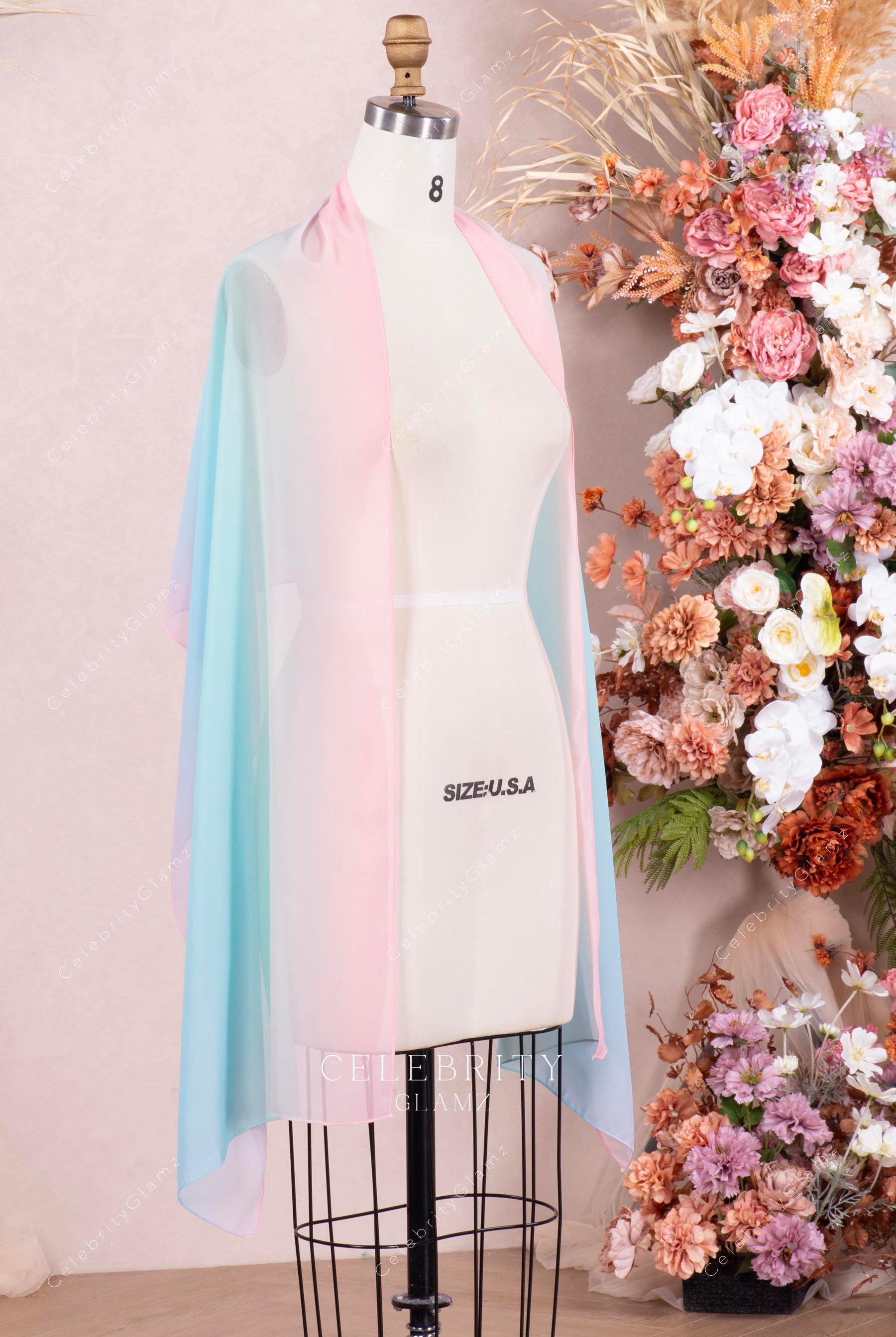 Ombre chiffon long shawl