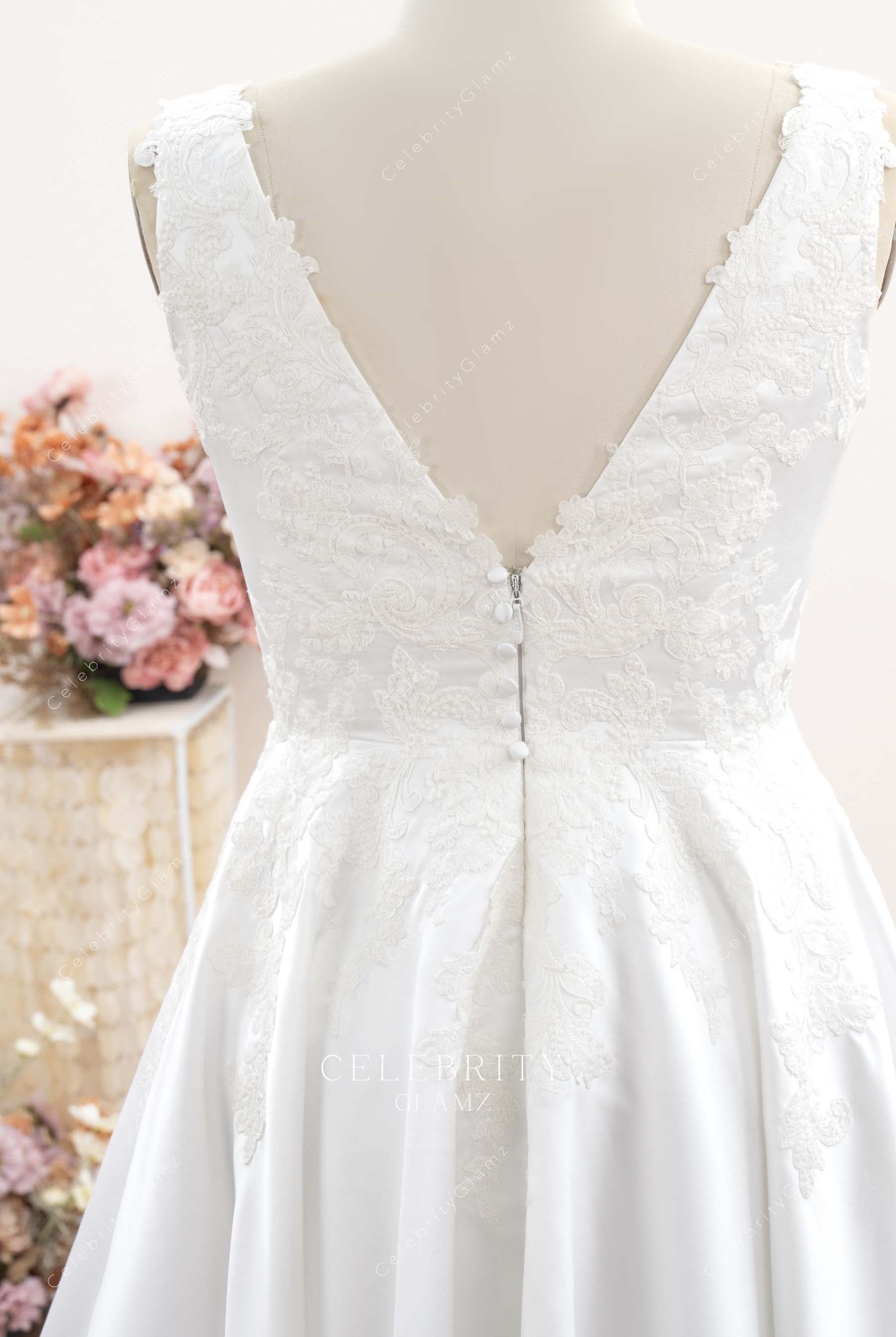 open v back bridal dress