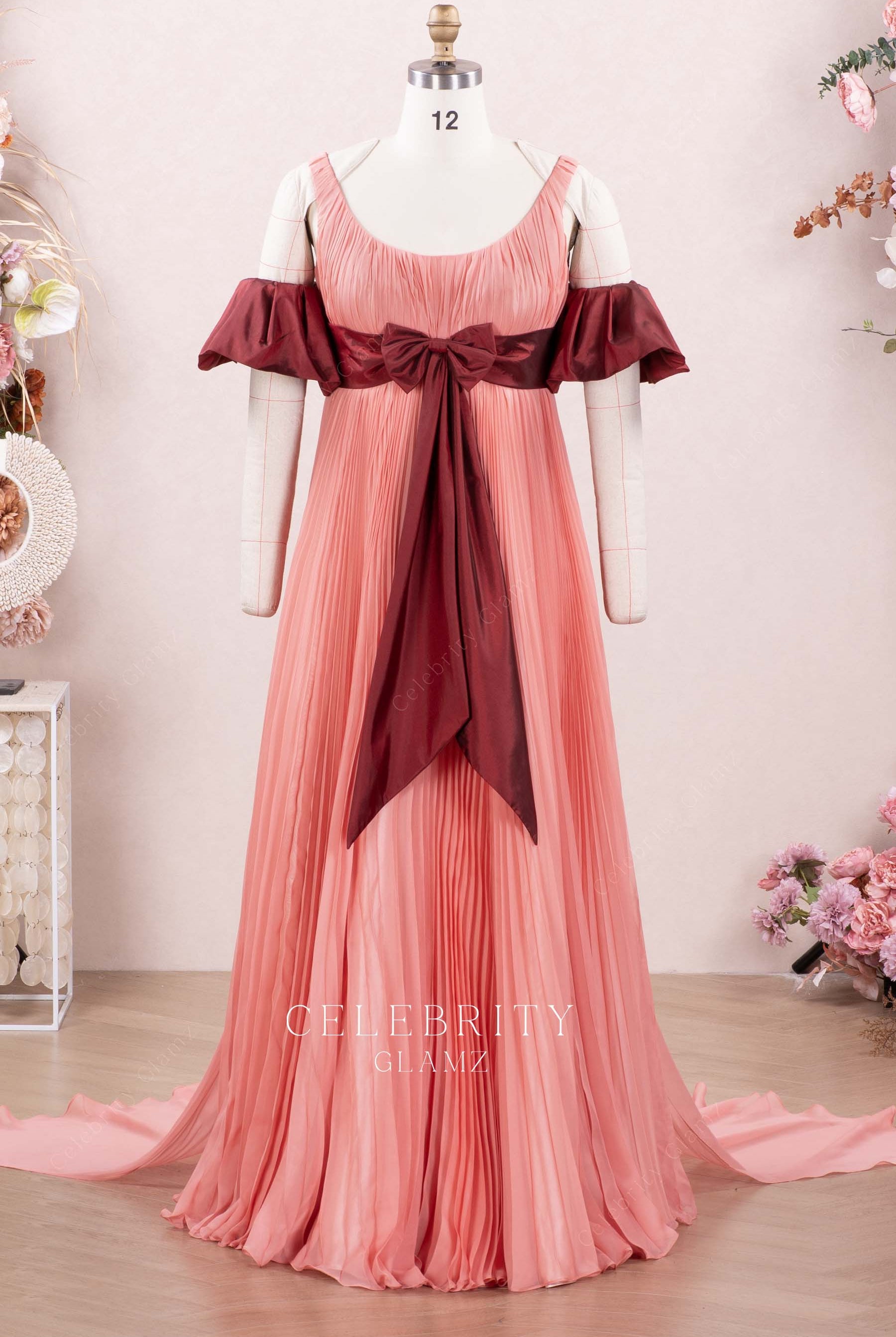 peach a line formal dress