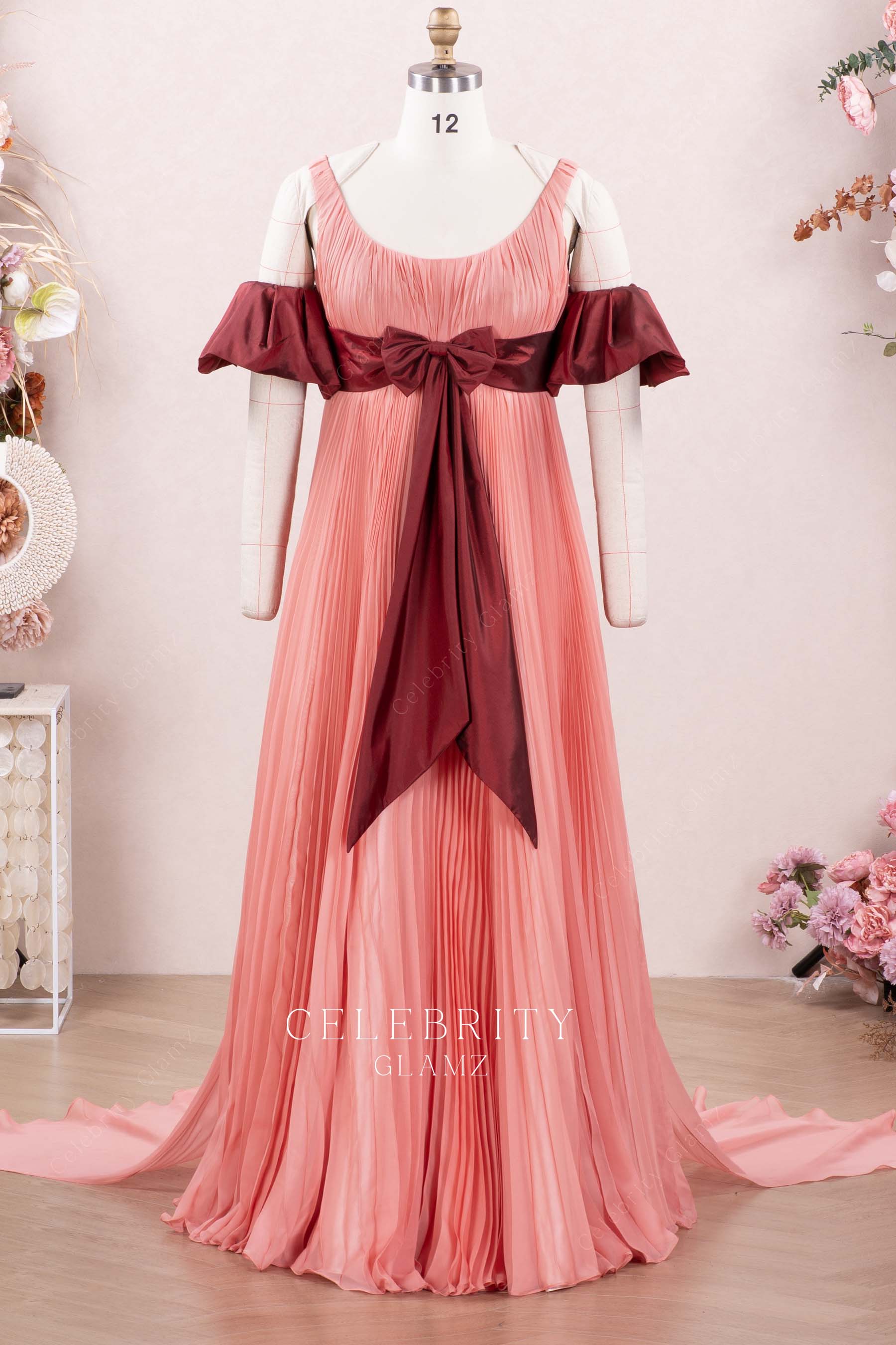 peach a line formal dress
