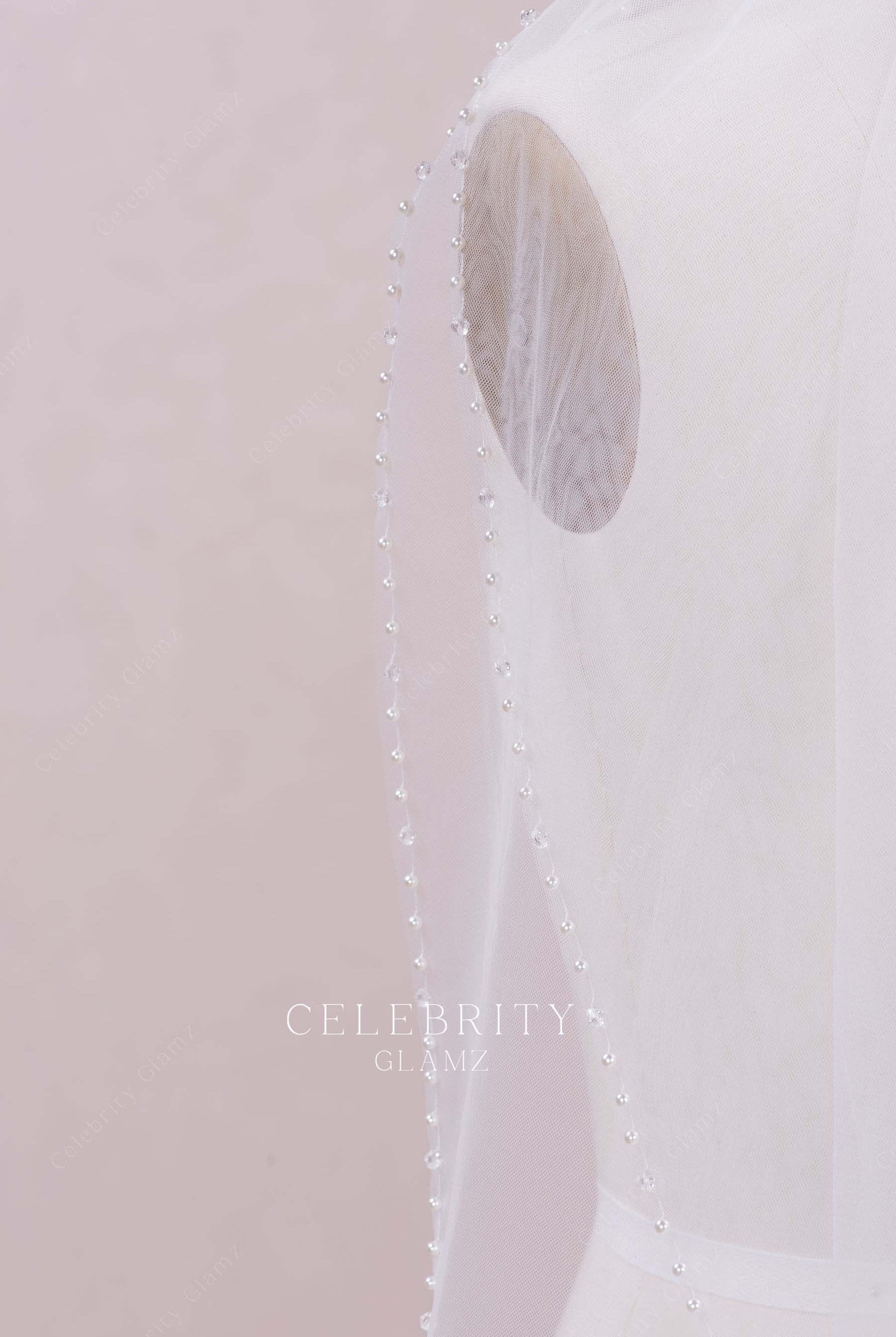 pearls edge bridal veil