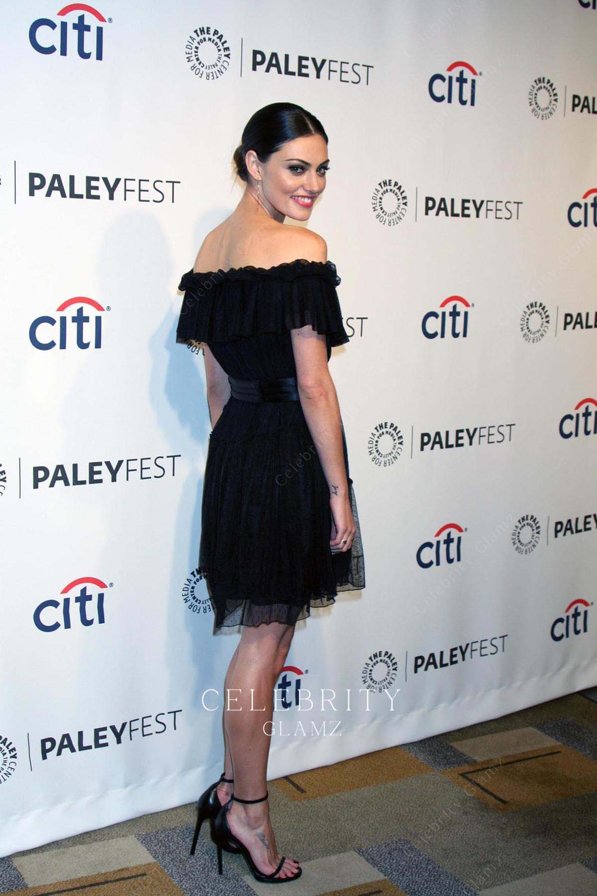 Phoebe Tonkin black open back prom dress paleyfest 2014