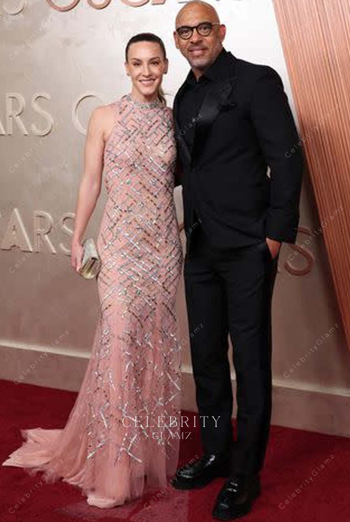 pink Britt Burton 2025 halter Oscars red carpet dress