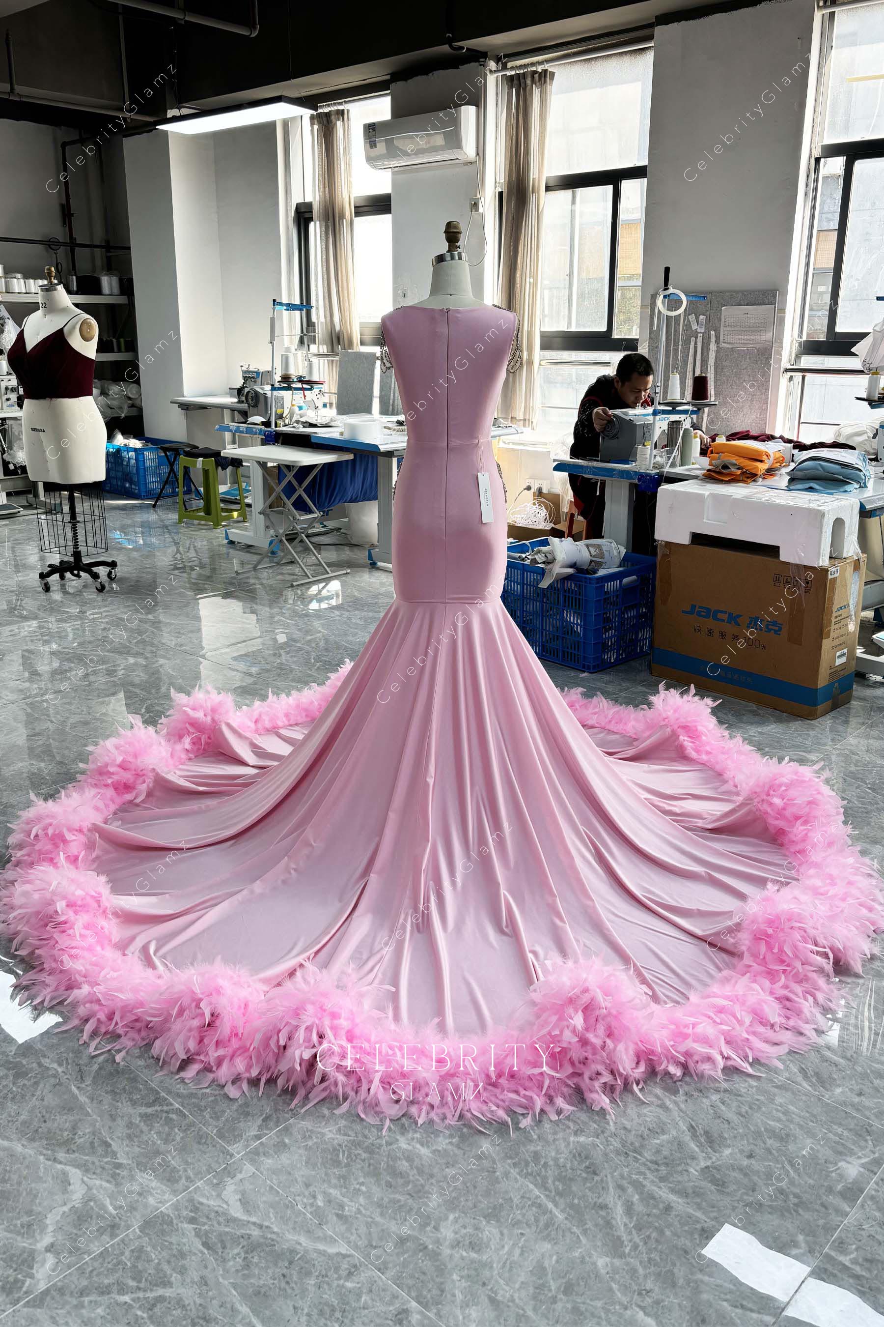pink trumpet formal dress