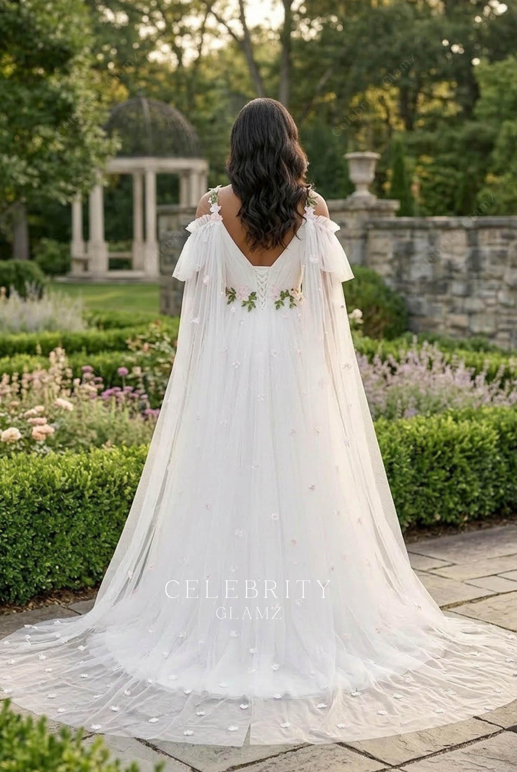 plus size a line court train wedding dress