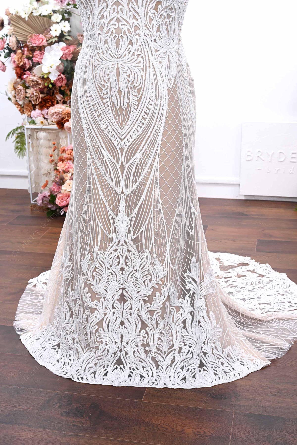 plus size boho lace mermaid wedding dress