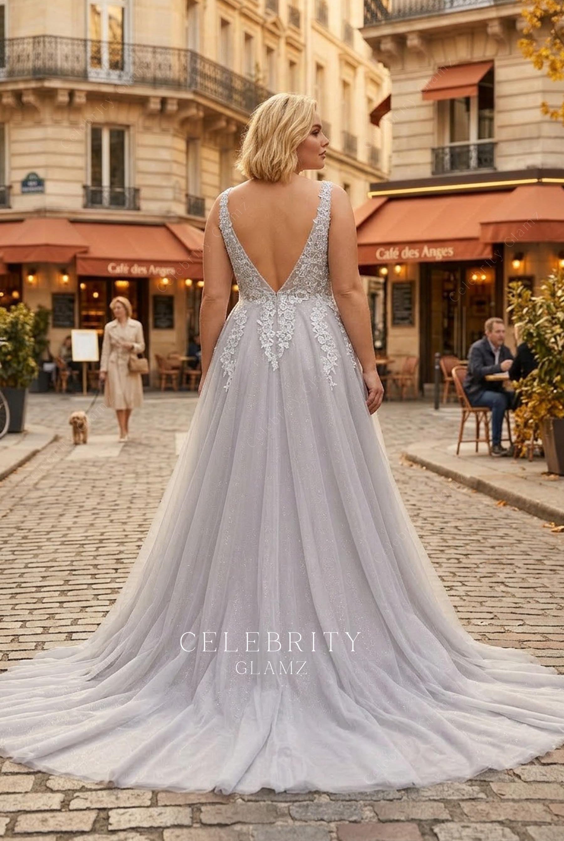 plus size gray a line formal dress