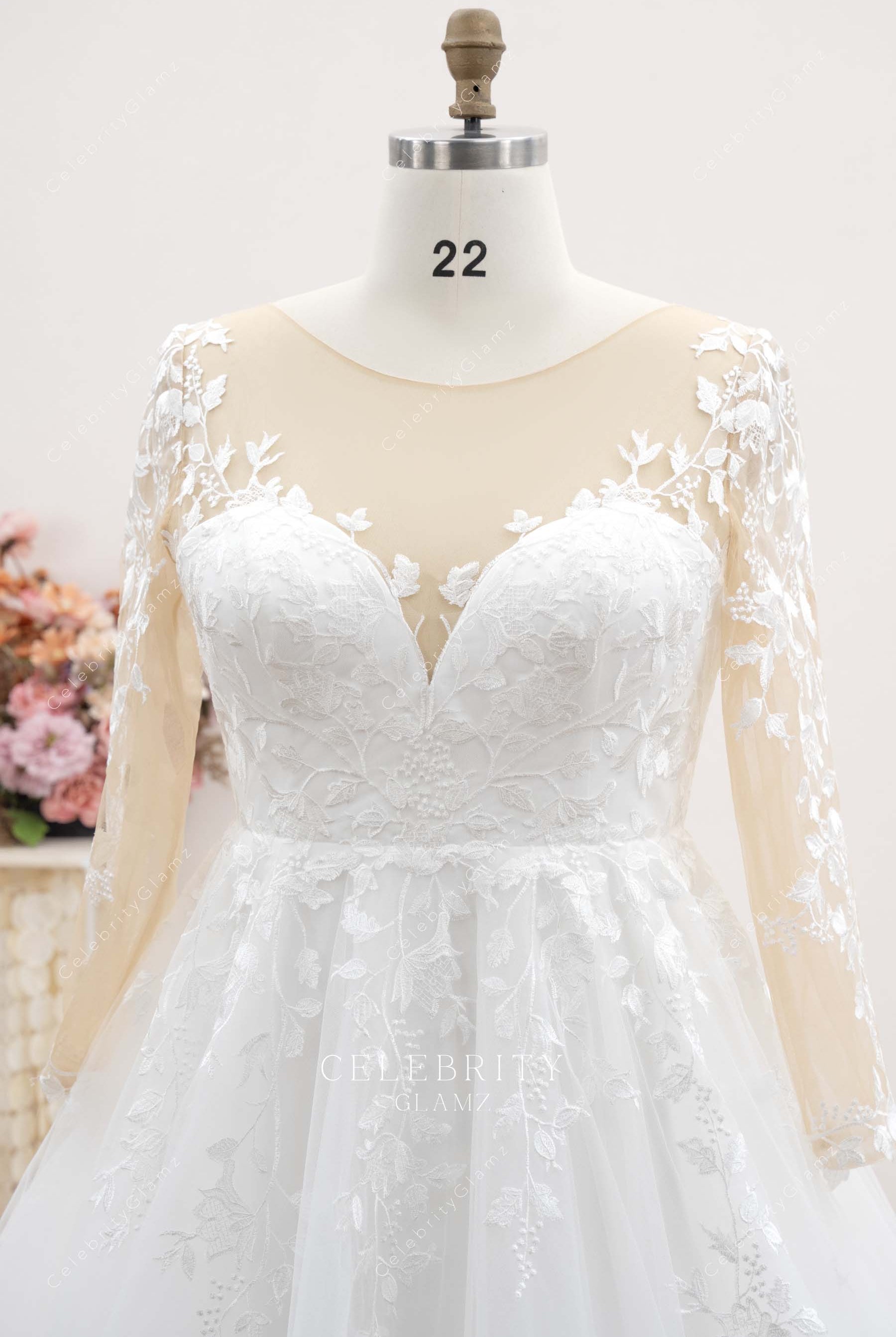 plus size illusion sweetheart neck bridal dress