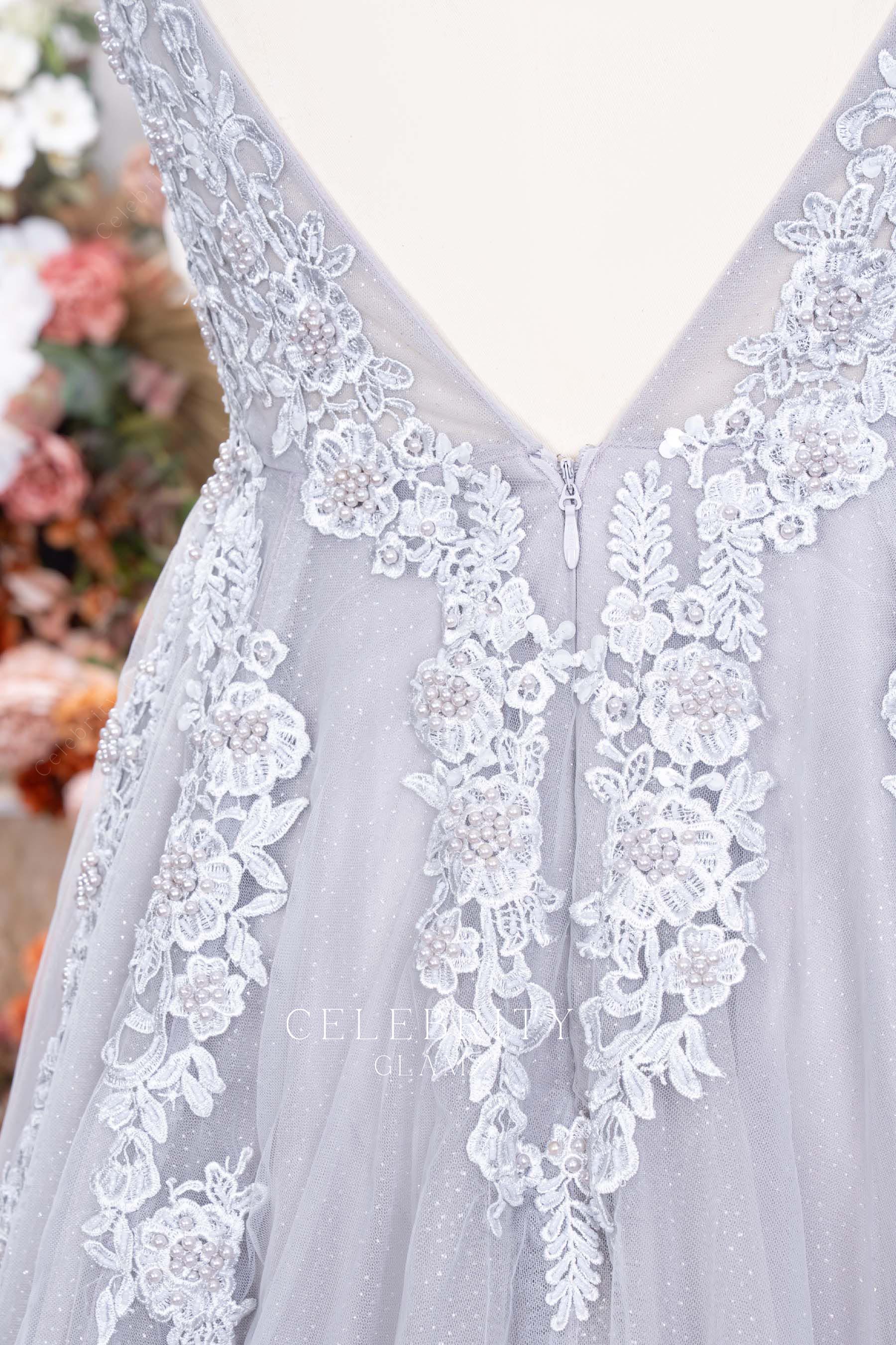 plus size lace applique formal dress