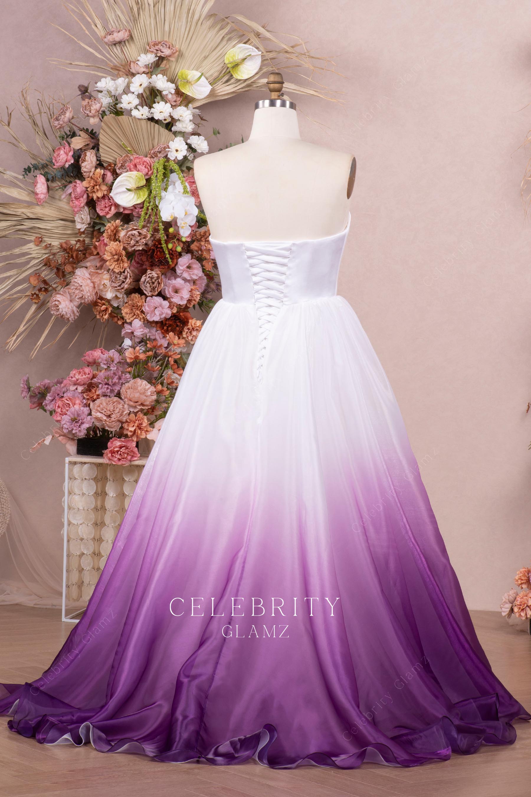 plus size ombre a line bridal ballgown