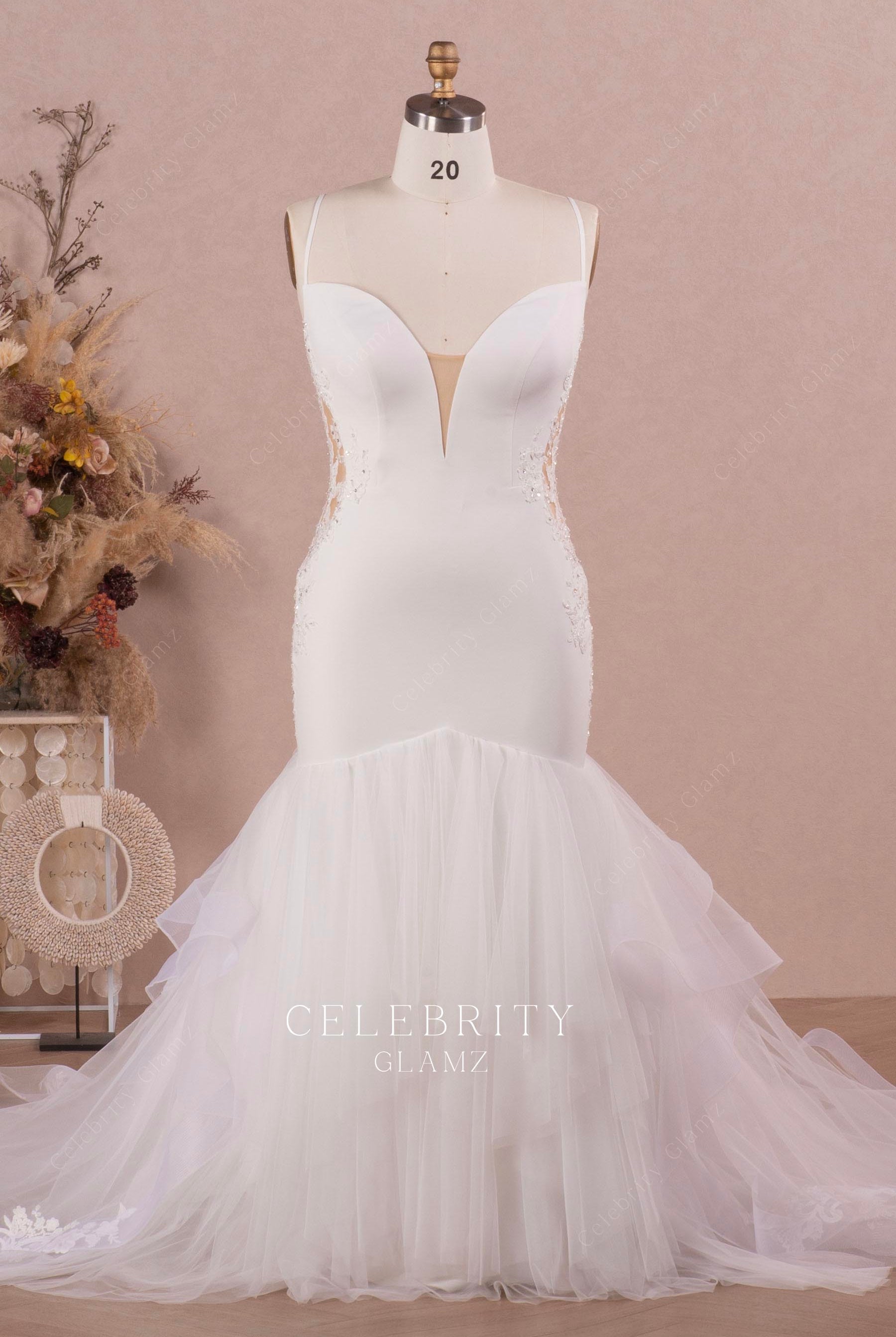 plus size plunging neck bridal dress