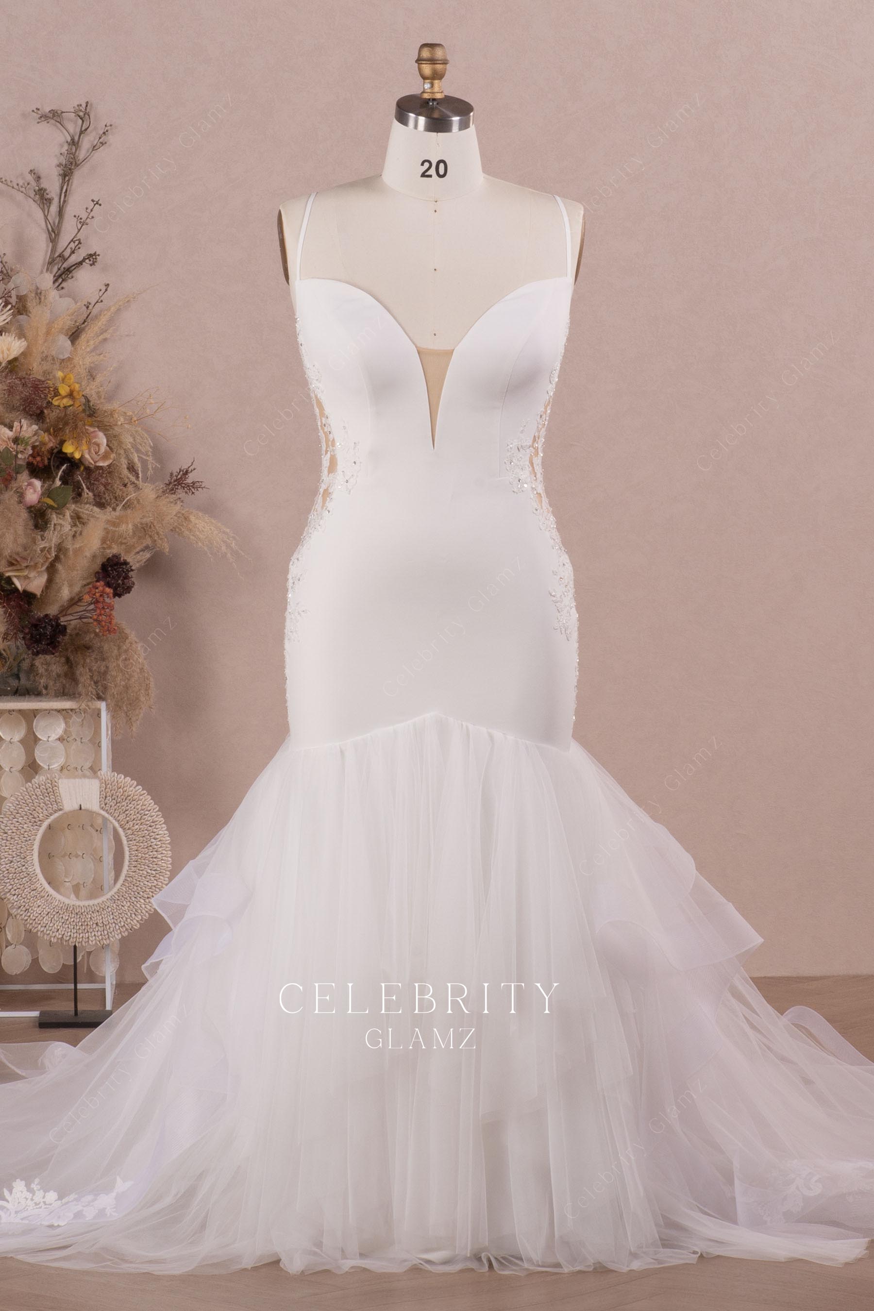 plus size plunging neck bridal dress