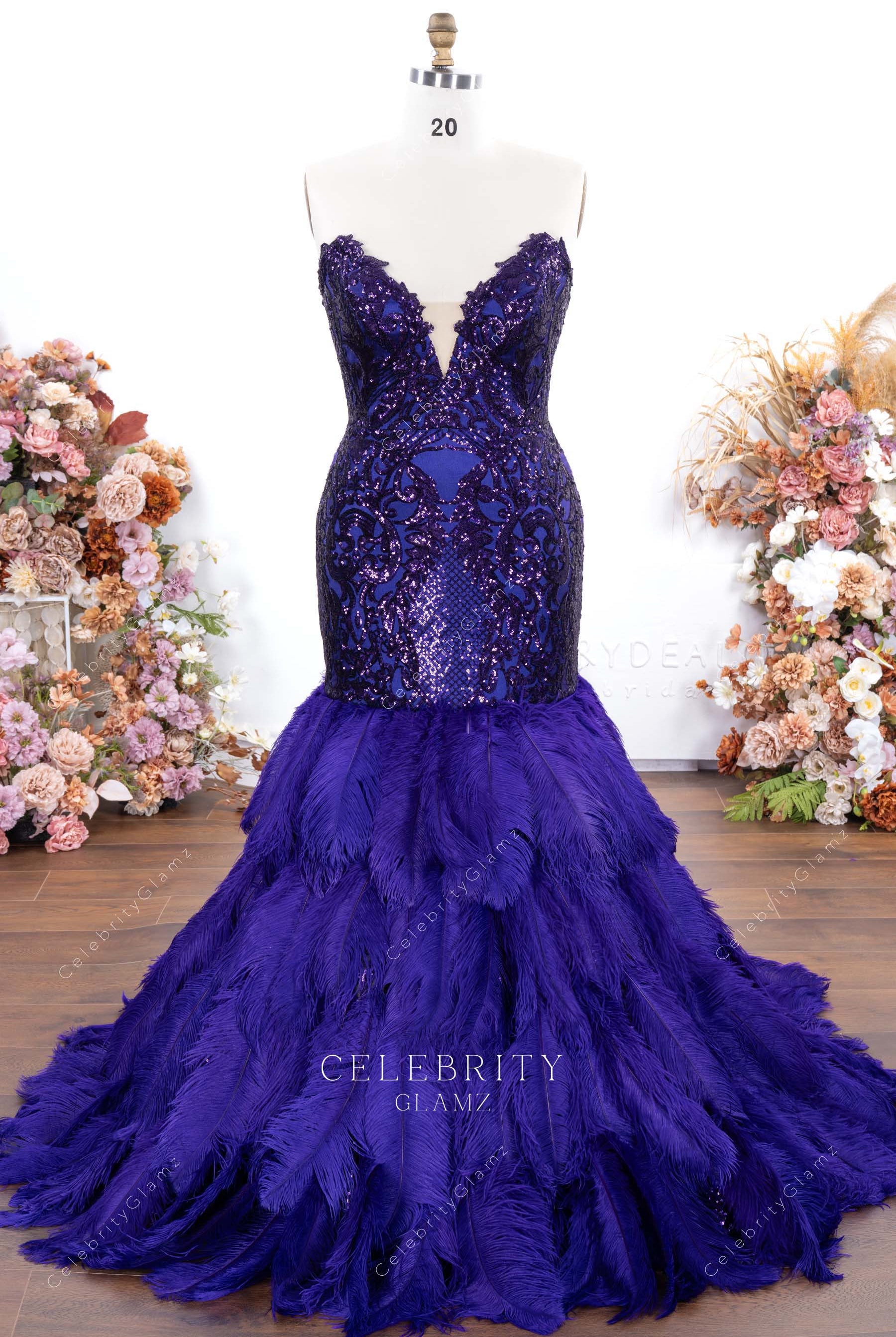 plus size purple trumpet prom dress