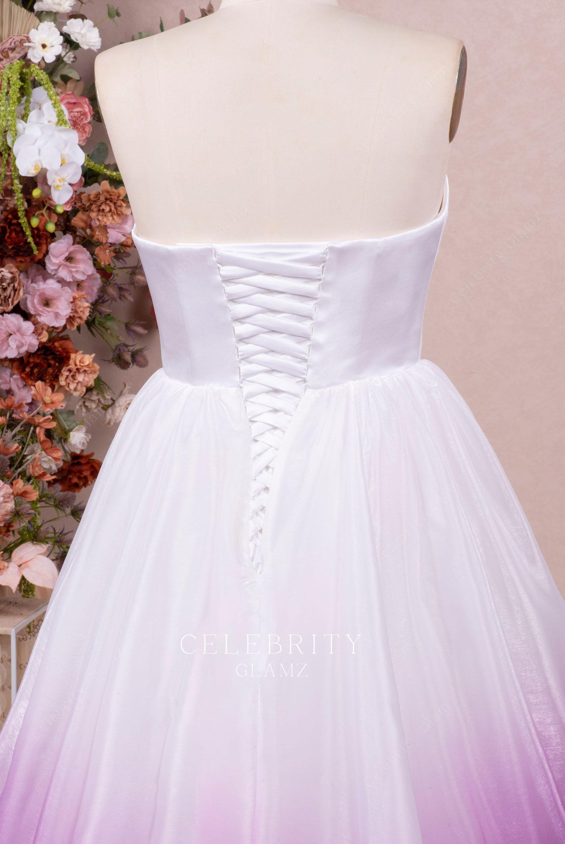 plus size strapless lace up back bridal ballgown