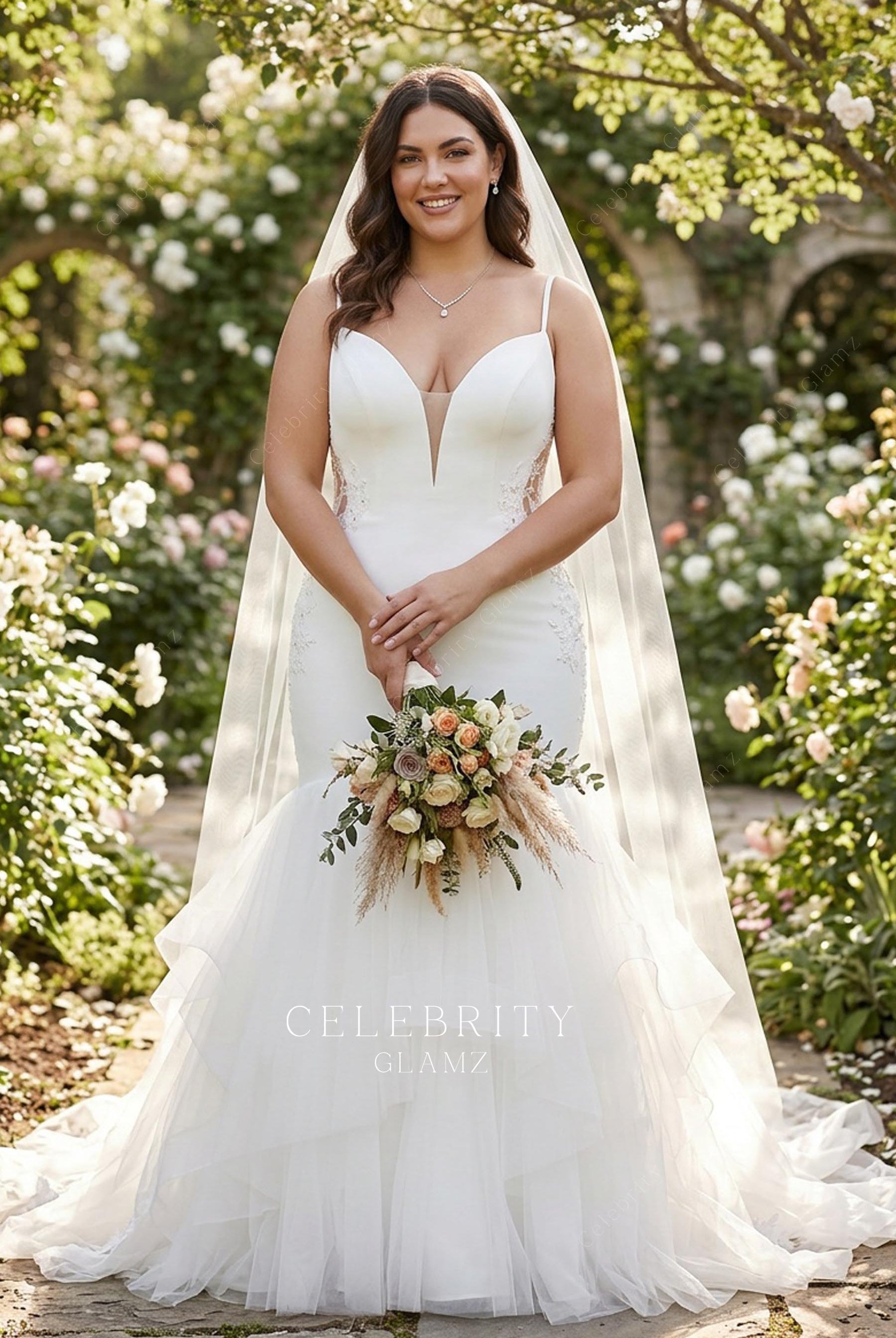 plus size trumpet bridal dress