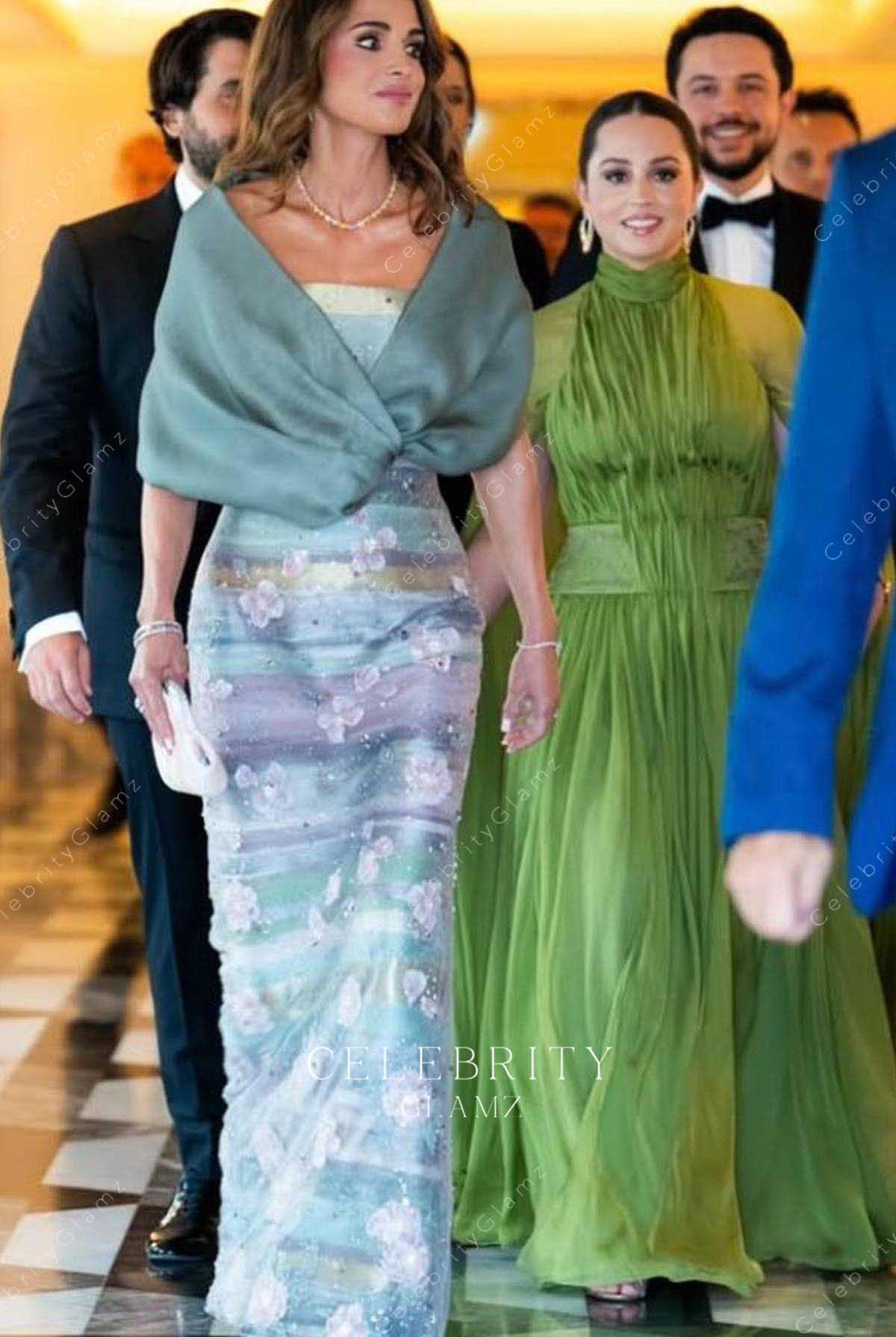 Princess Iman green a line formal dress jeff Bezos wedding 2025