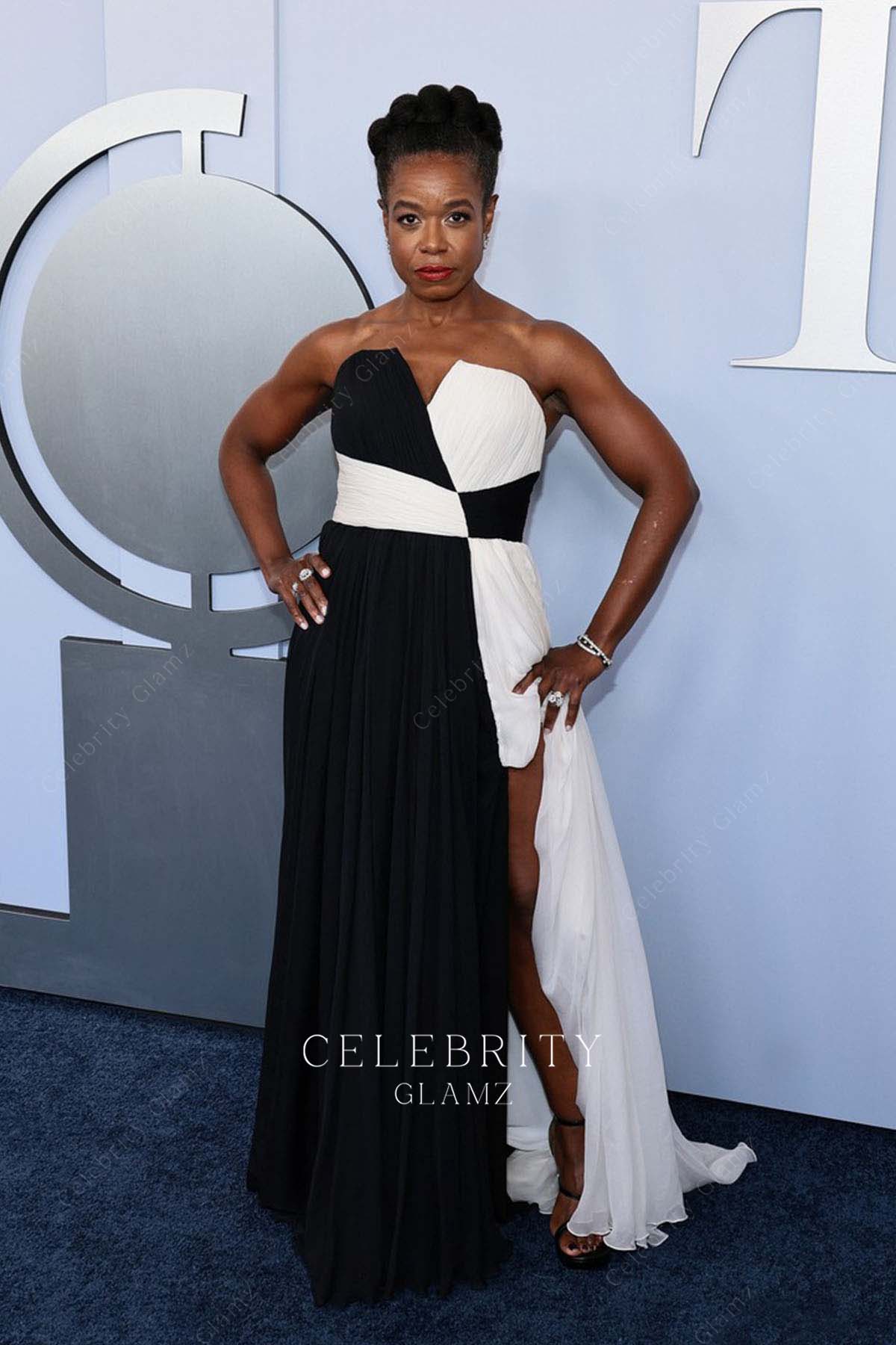 Quincy Tyler Bernstine two tone a line formal dress 2024 tony awards