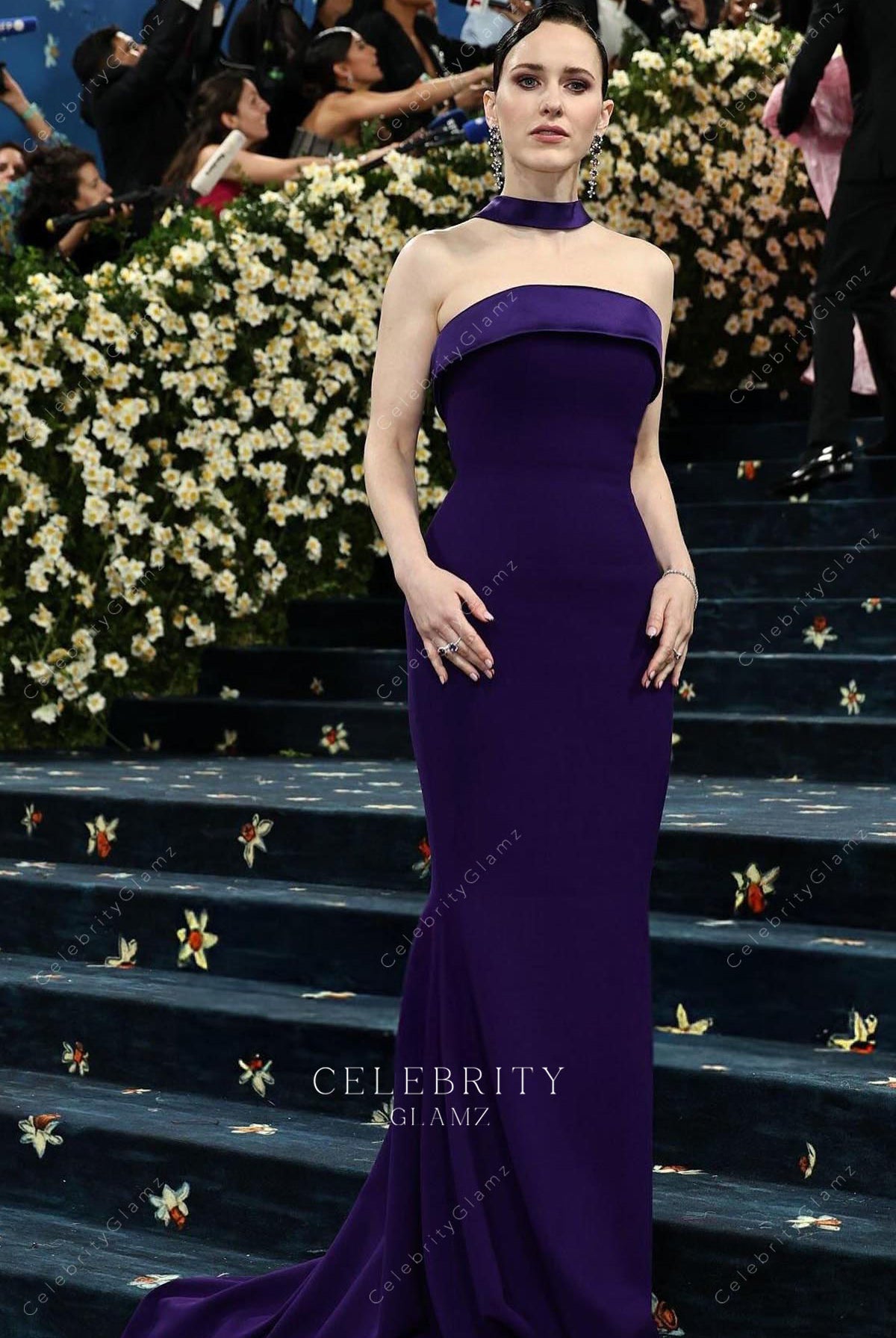 Rachel Brosnahan royal purple 2025 met gala dress