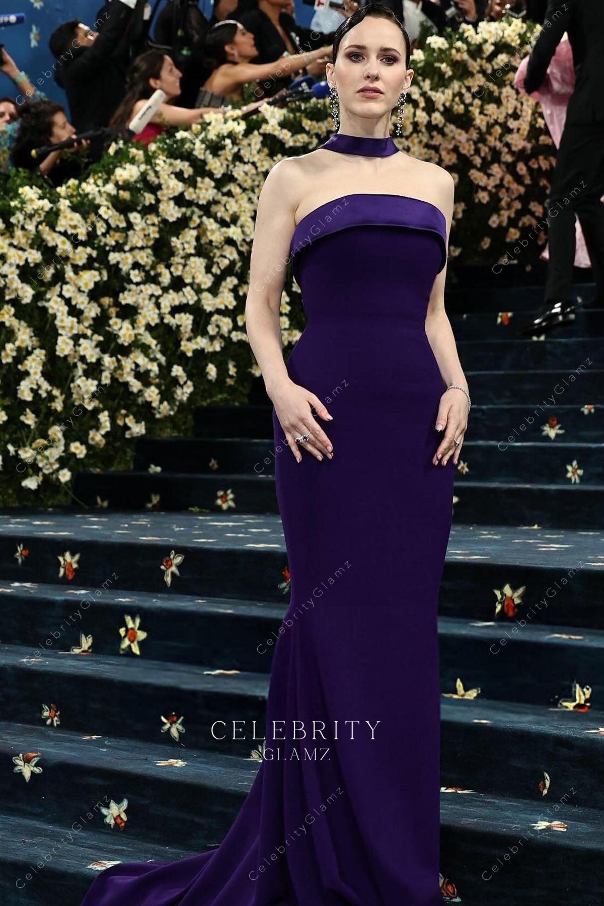 Rachel Brosnahan royal purple 2025 met gala dress
