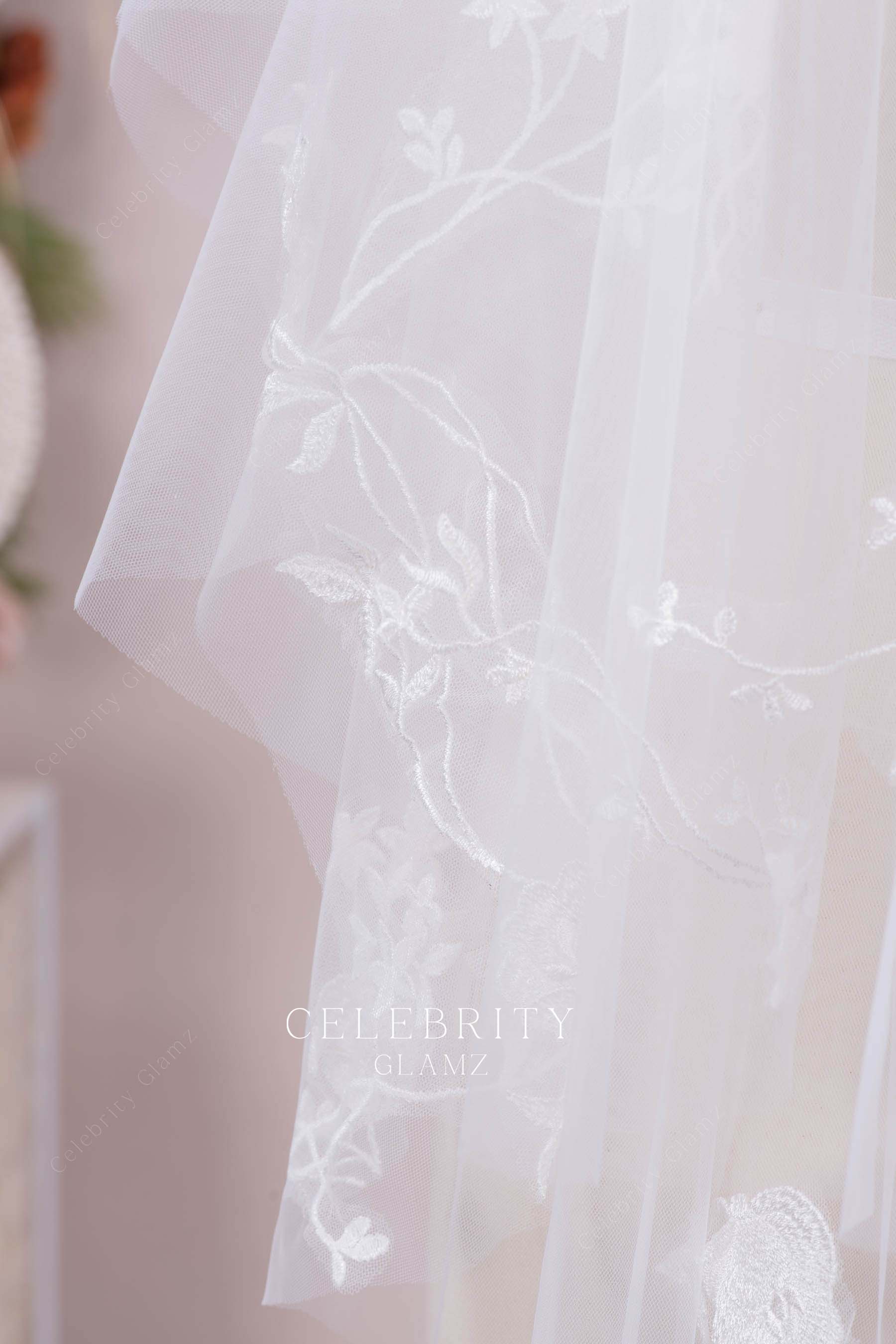 raw cut tulle bridal veil