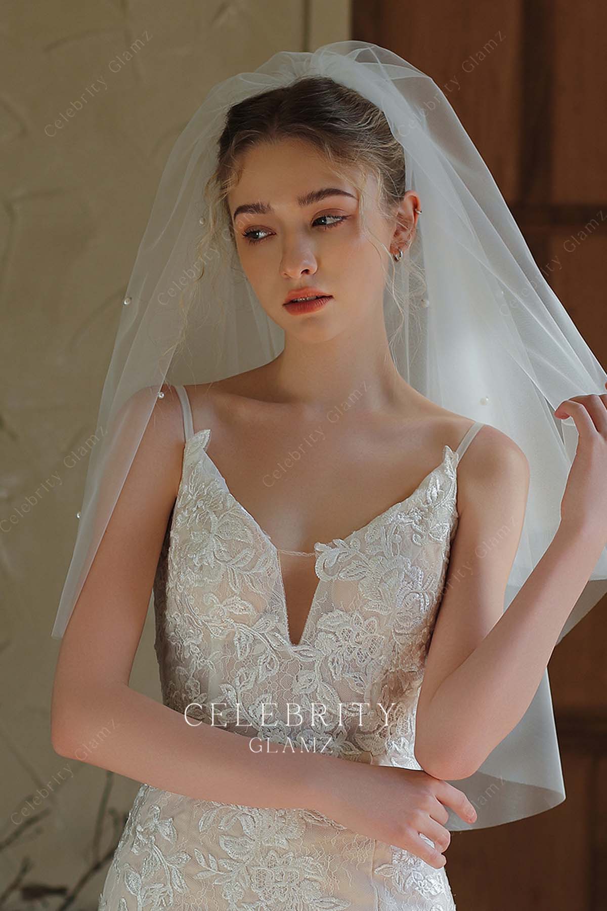 raw cut tulle bridal veil