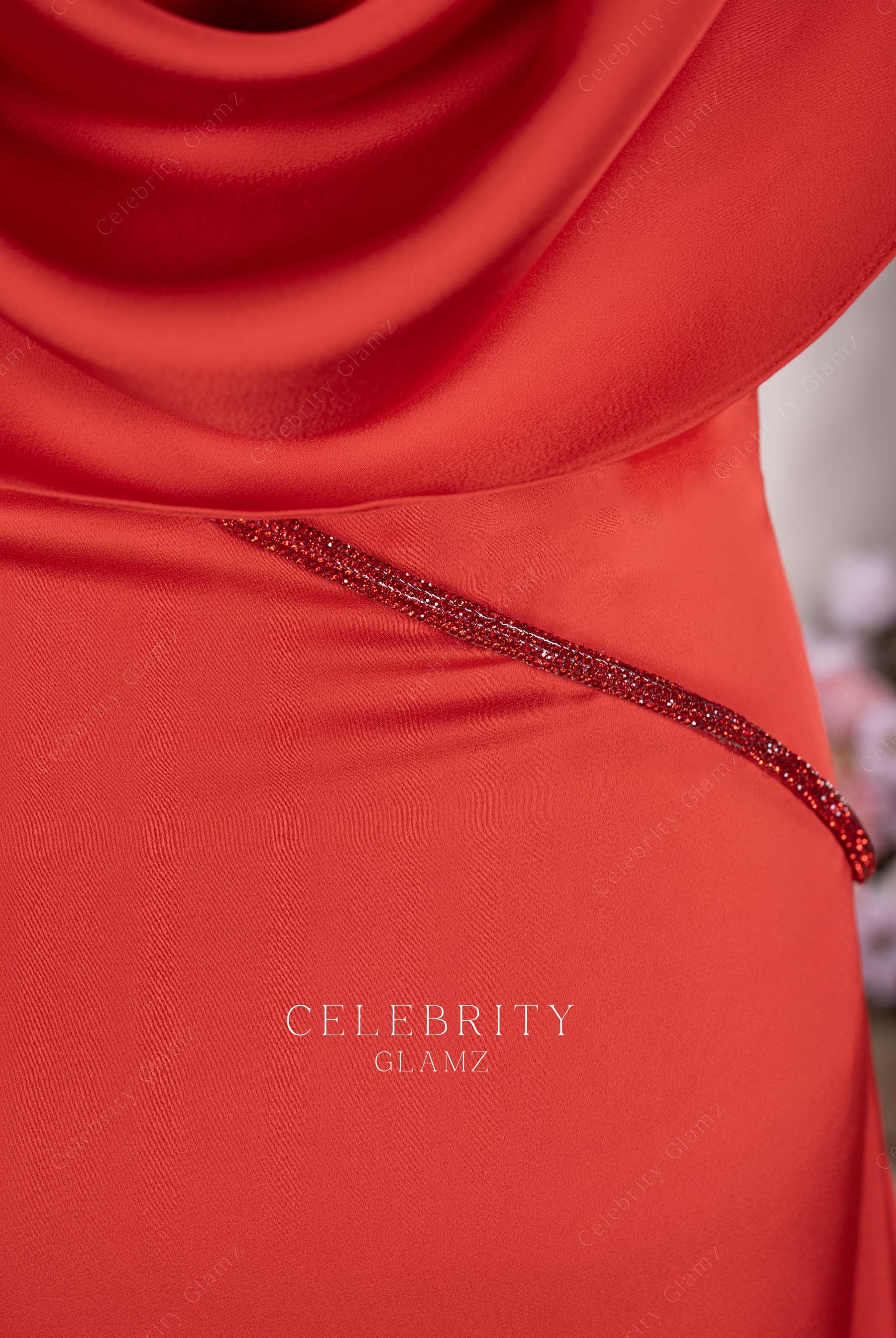 red beading formal dress