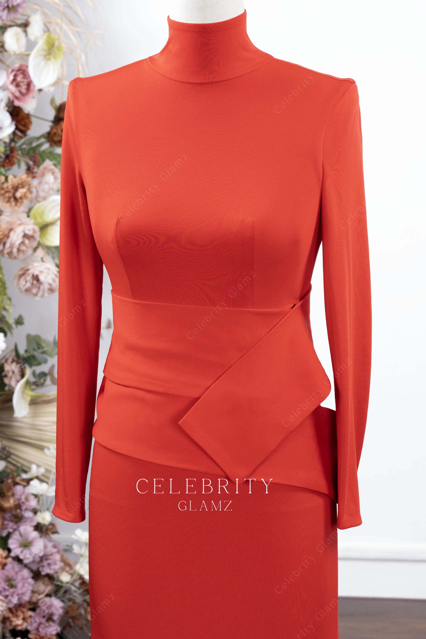 red high neck formal dress