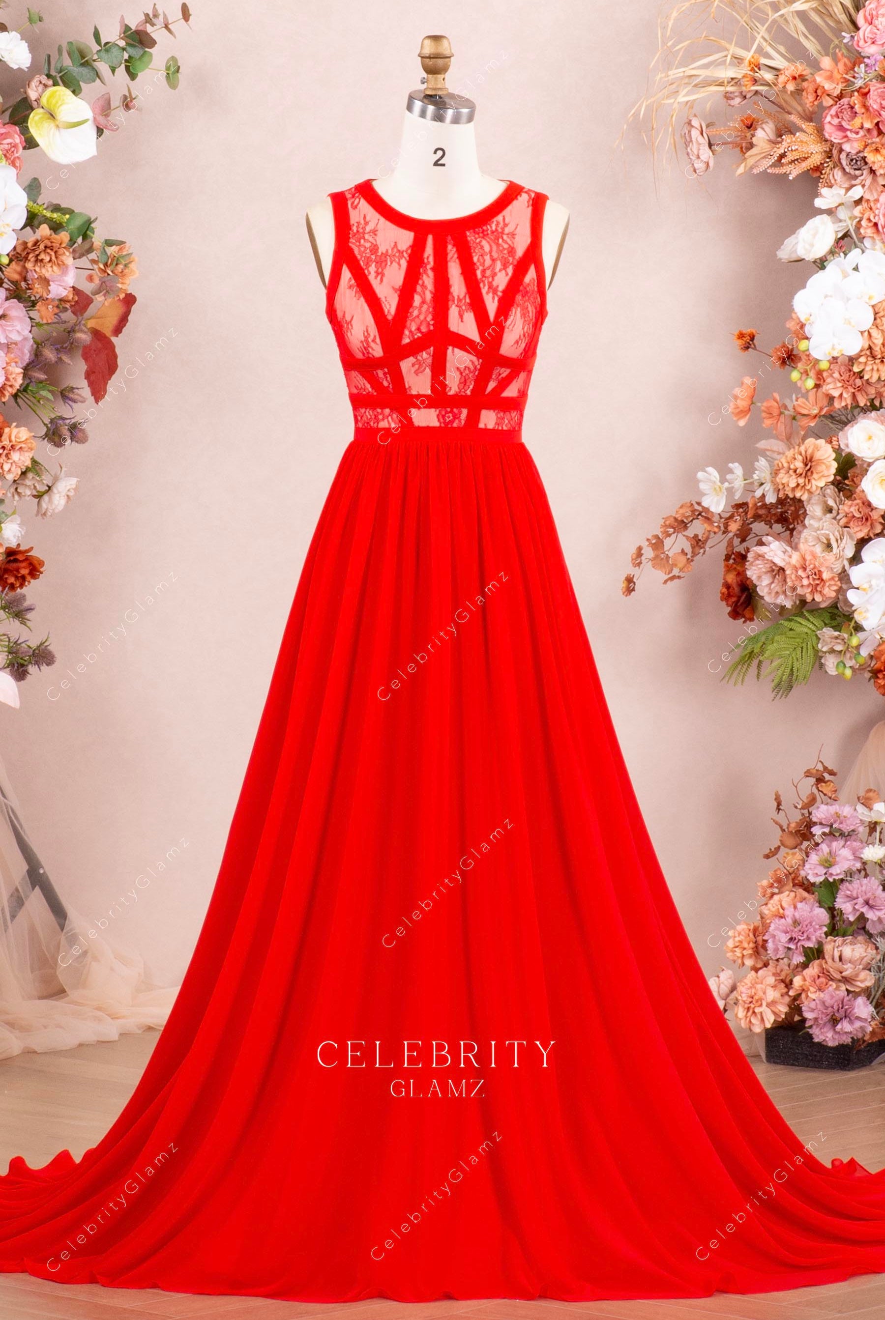 red sleeveless a line prom dress