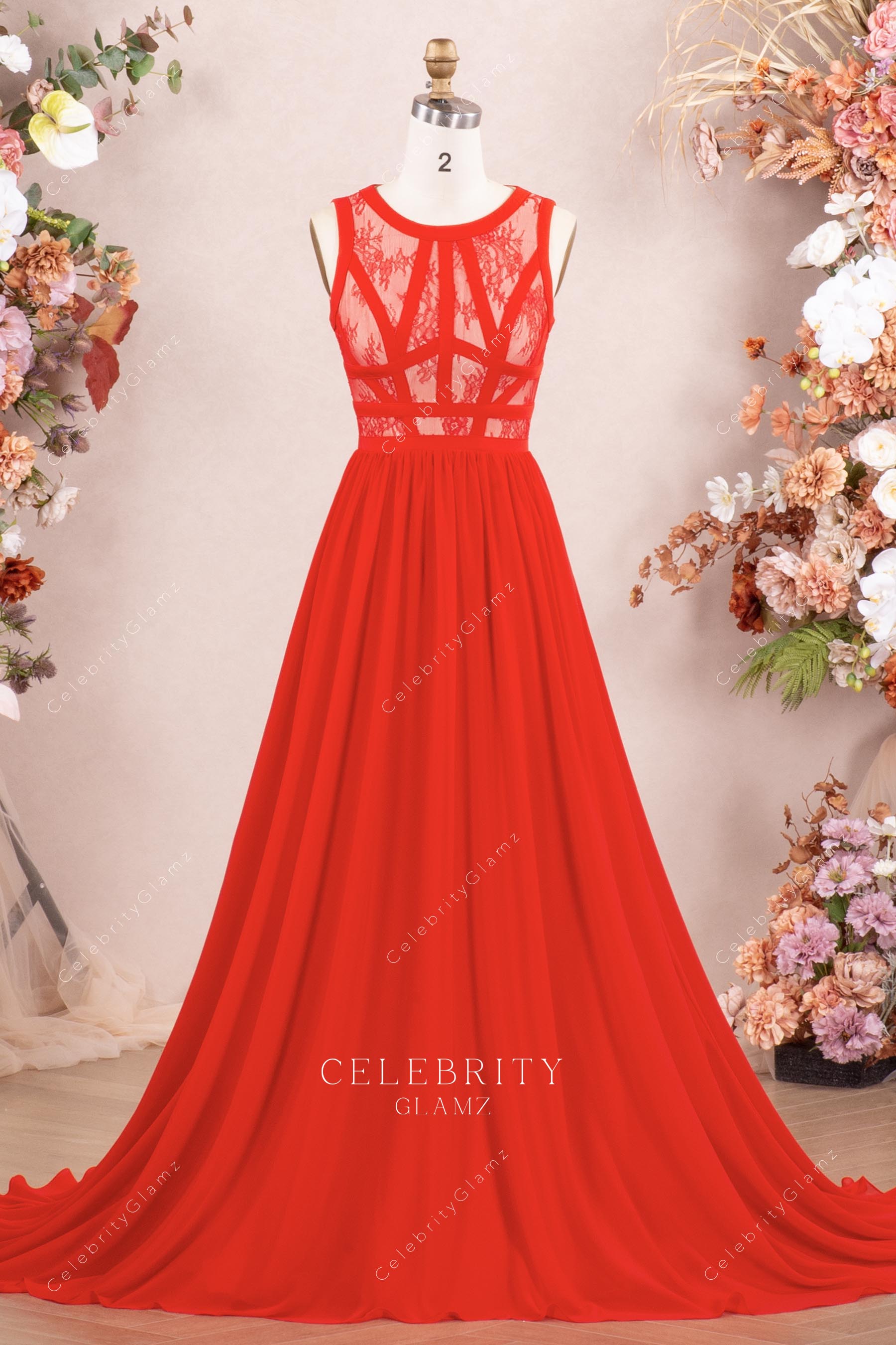 red sleeveless a line prom dress