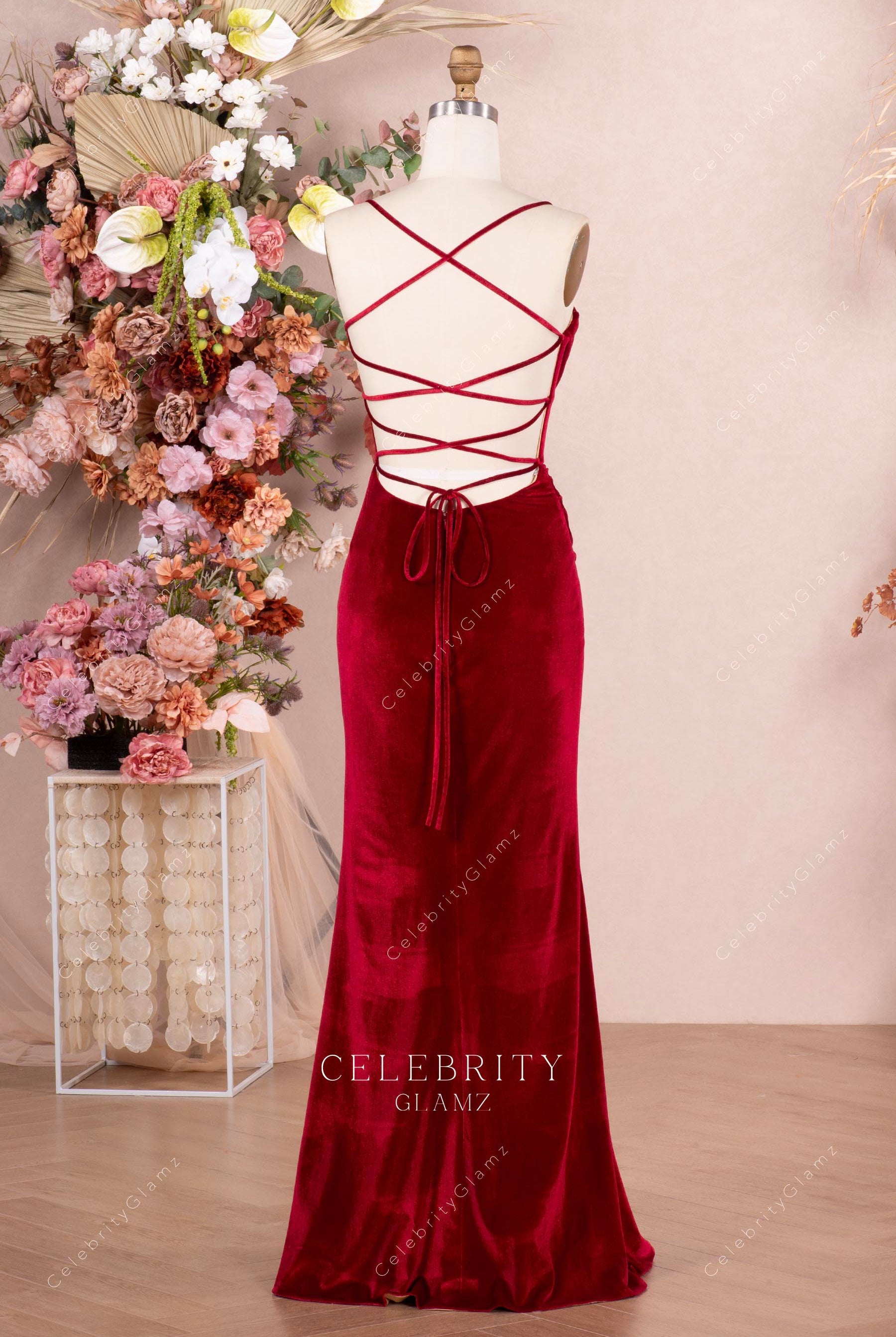 ruby velvet fit flare prom dress