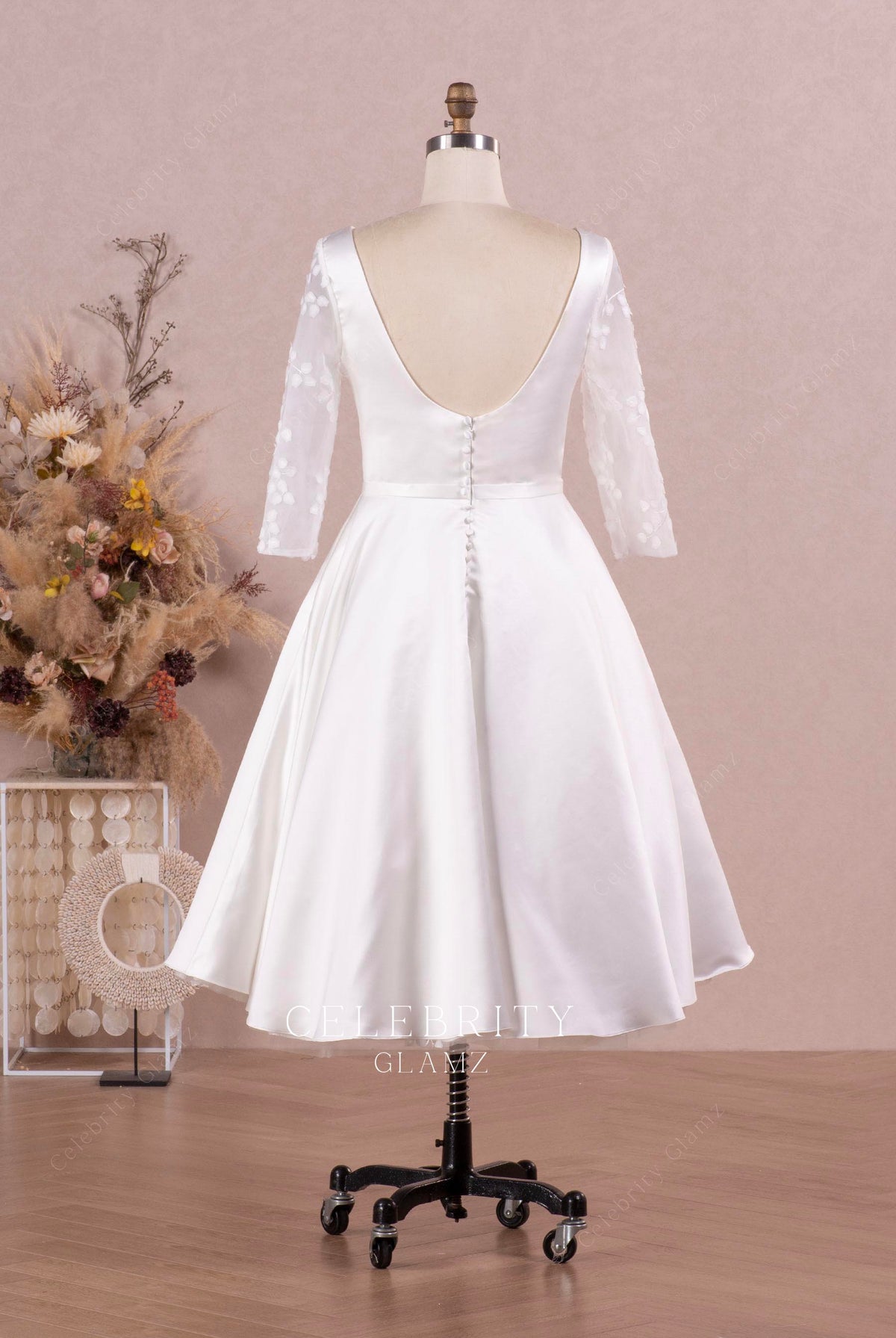 scoop back a line wedding dress
