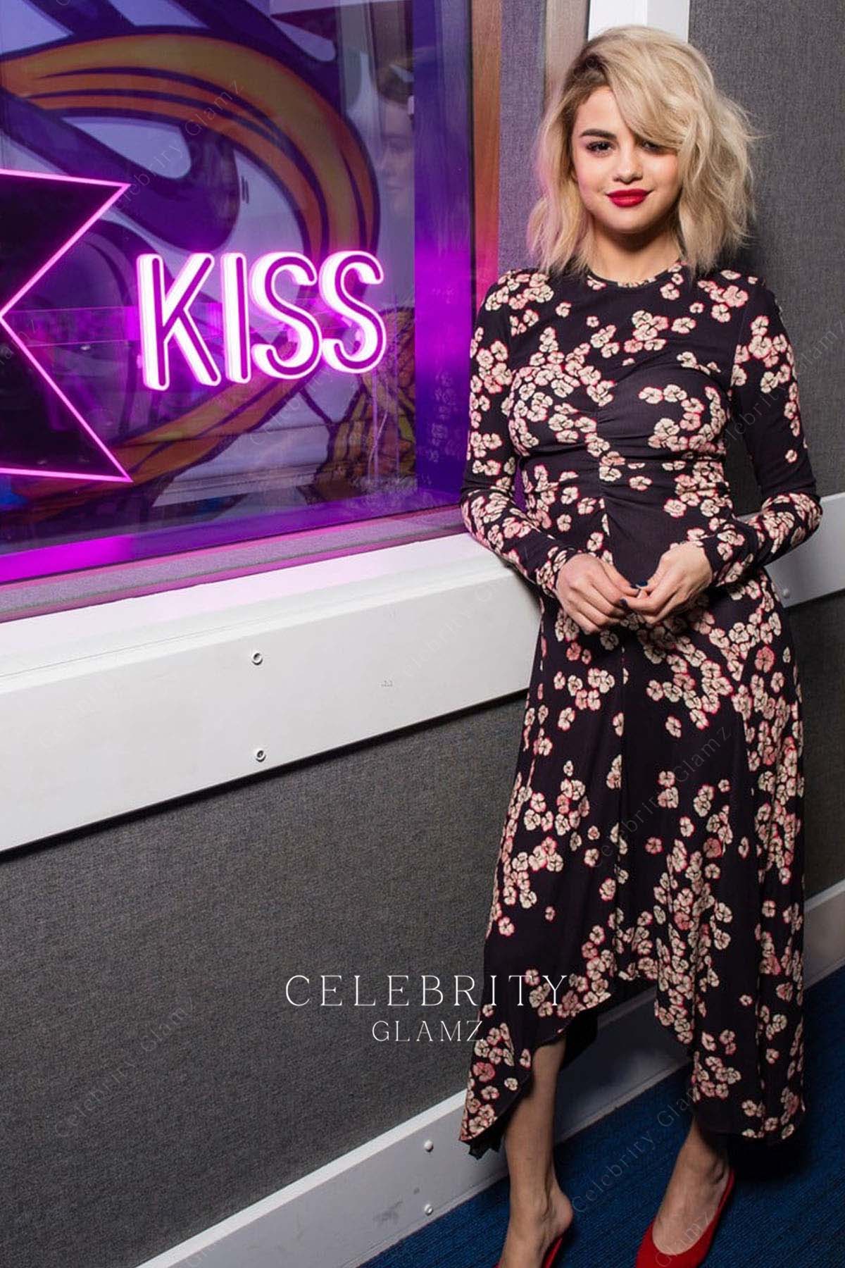 Selena Gomez asymmetrical hem dress 2017 kiss FM studios