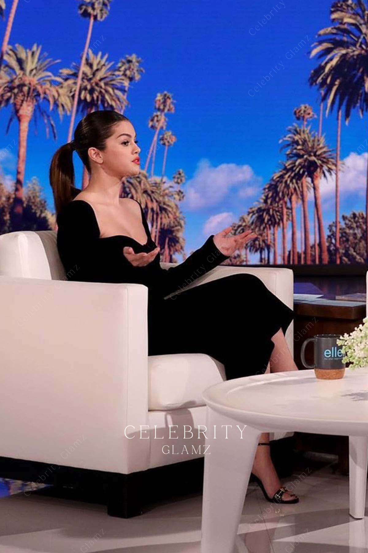 Selena Gomez black dress 2020 the Ellen Degeneres show