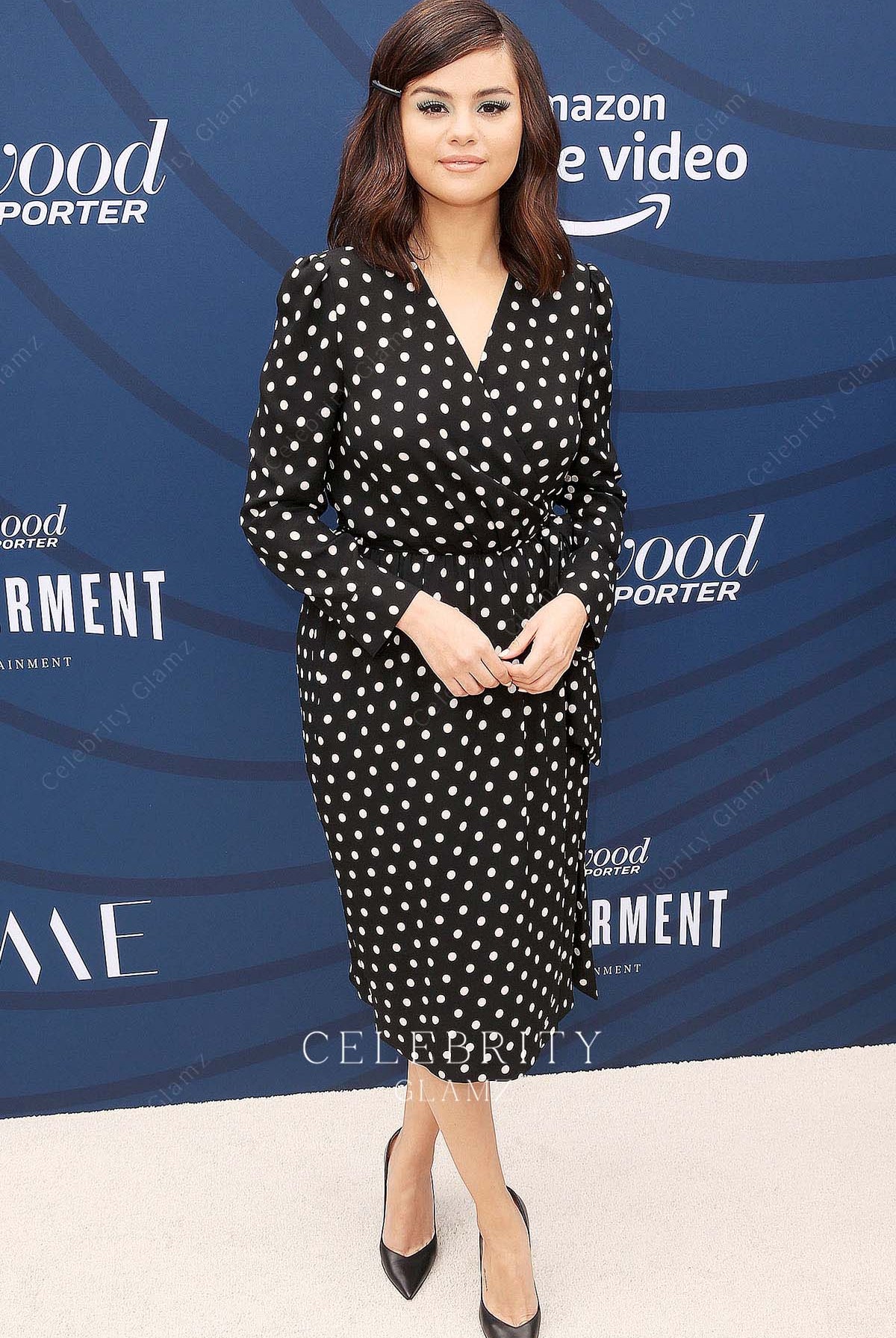 Selena Gomez polka dot v neck dress 2019 the Hollywood reporter's empowerment