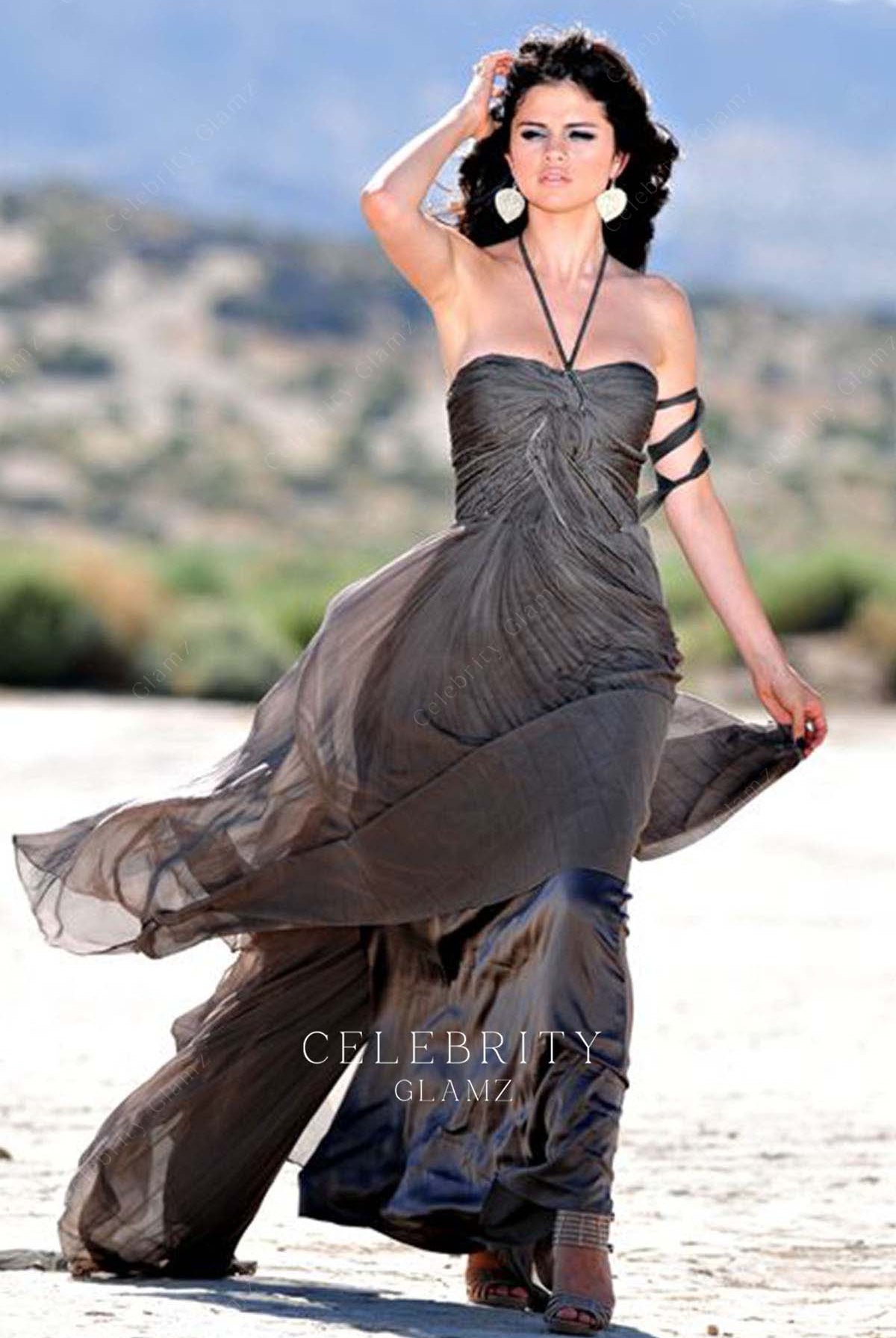 Selena Gomez umber halter dress 2010 a year without rain