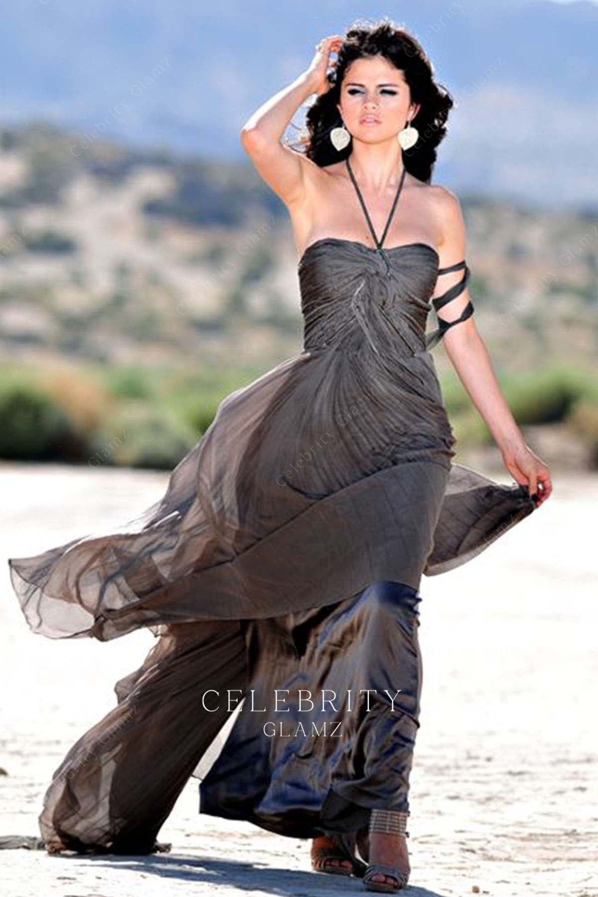 Selena Gomez umber halter dress 2010 a year without rain