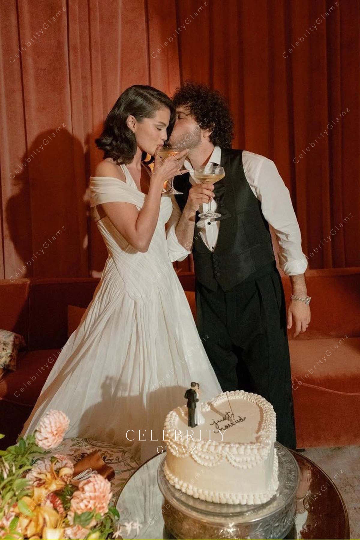 Selena Gomez white 2025 a line wedding reception dress