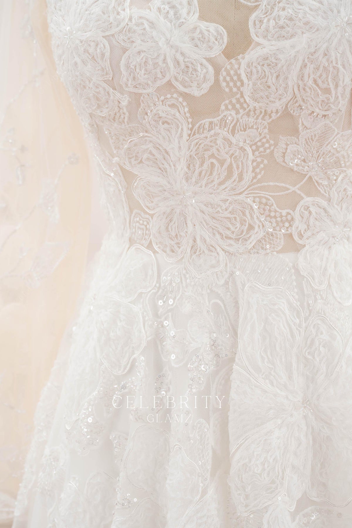 sequin beaded lace appliques wedding dress