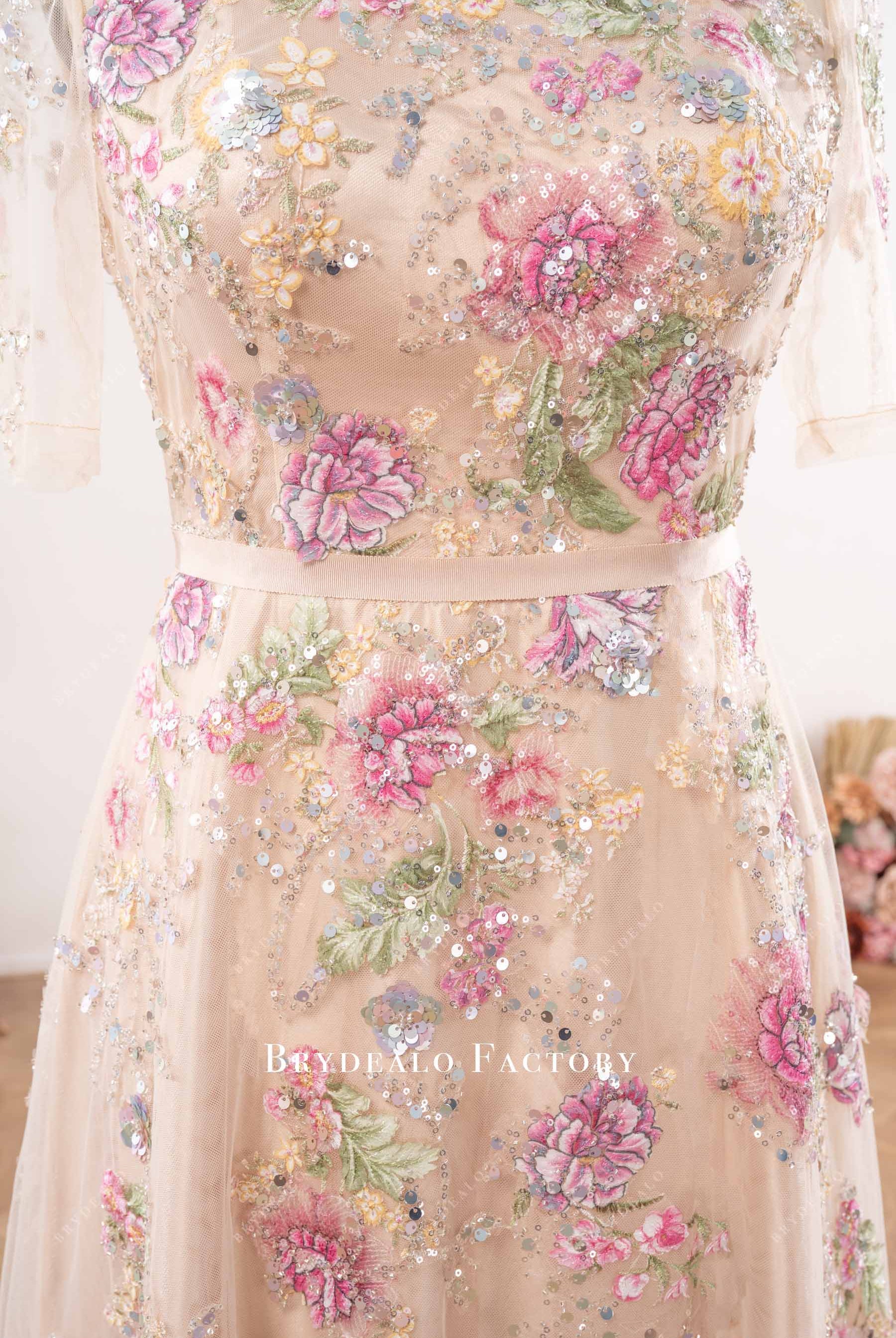 sequin lace appliques mother of bride dress