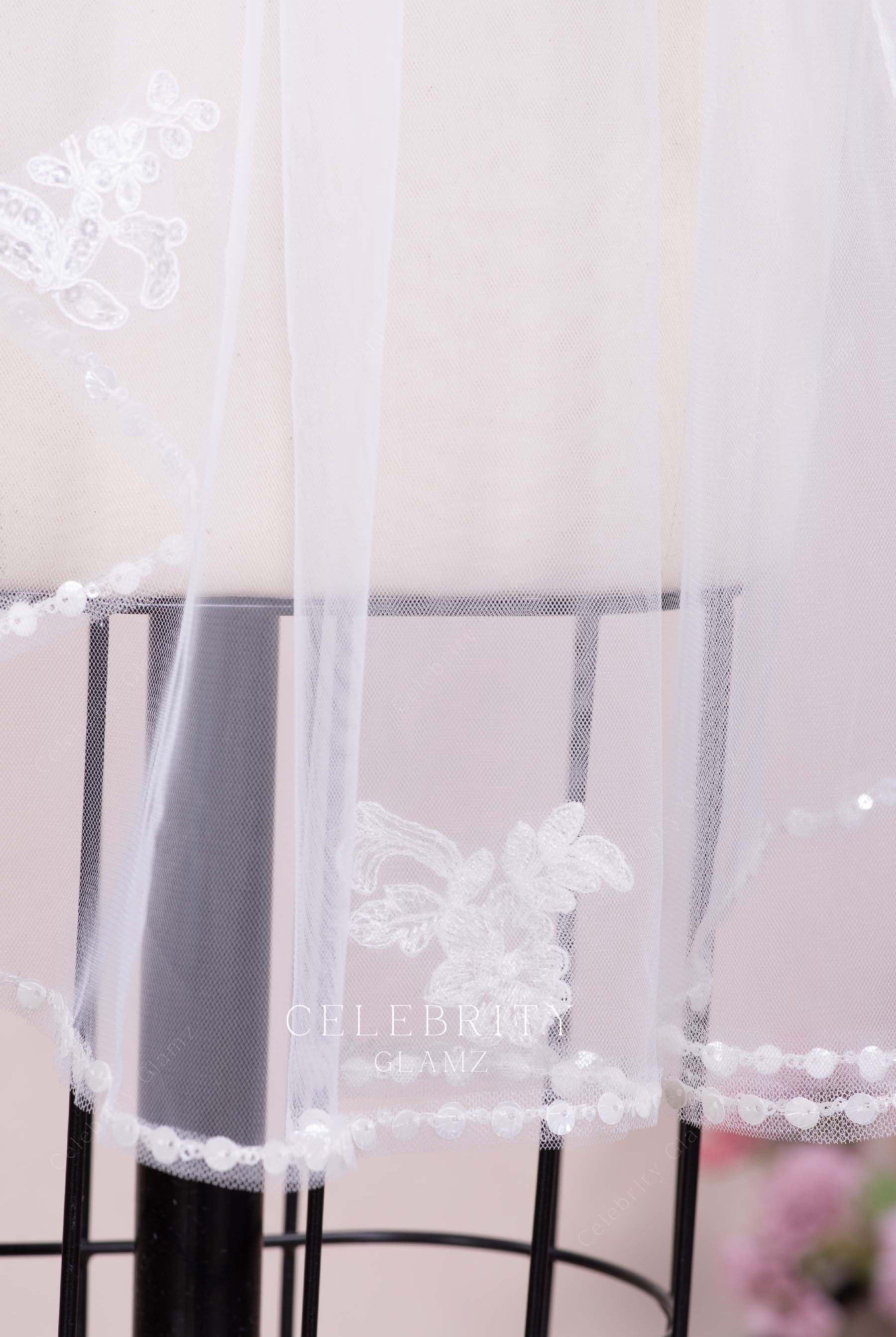 sequin tulle bridal veil