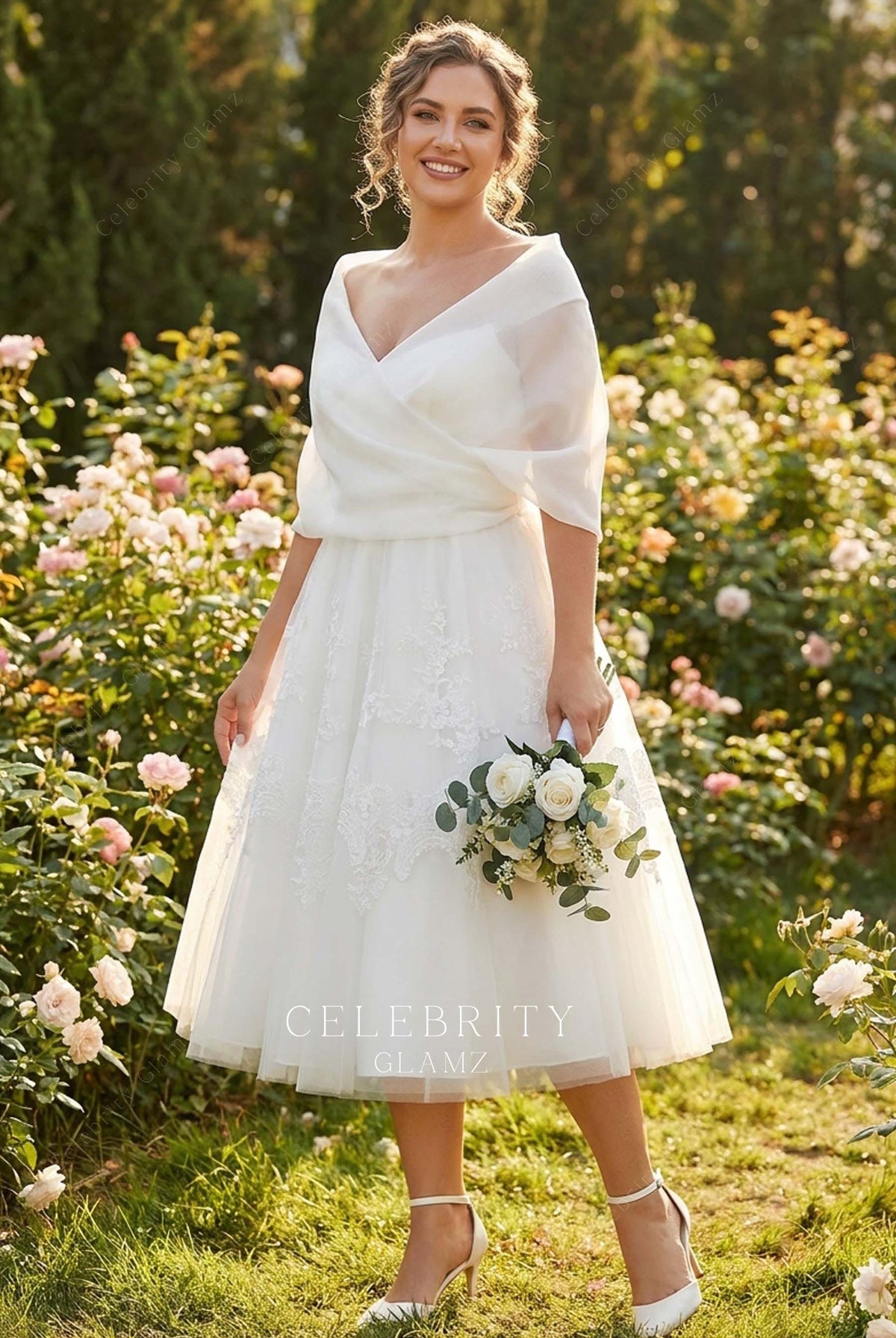 sheer organza crepe wedding gown