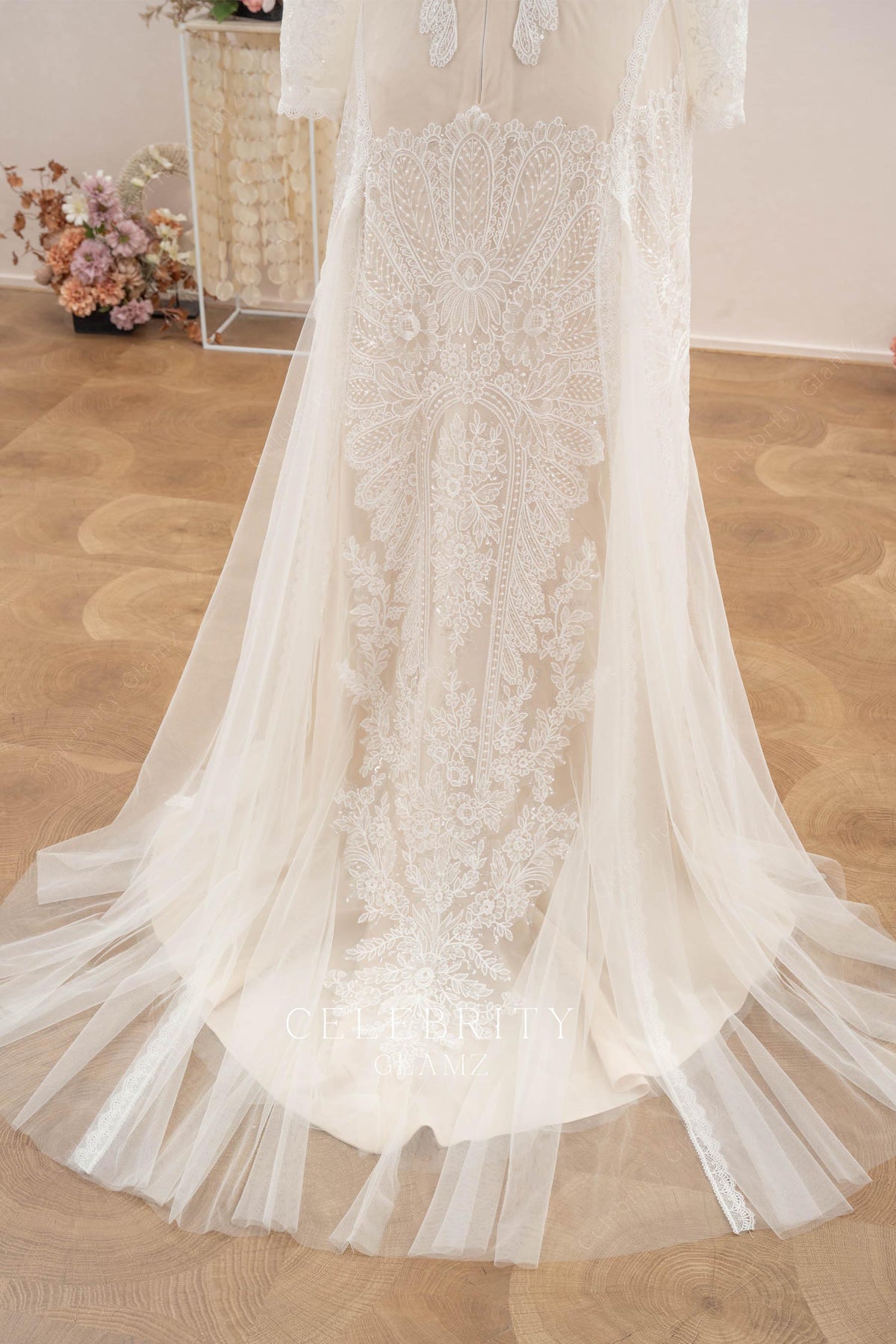 shimmery sequin lace wedding dress