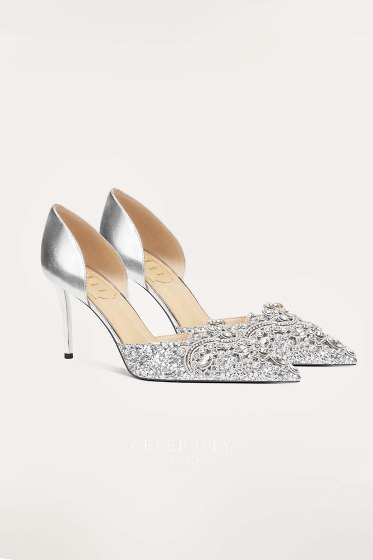 silver crystal wedding shoes