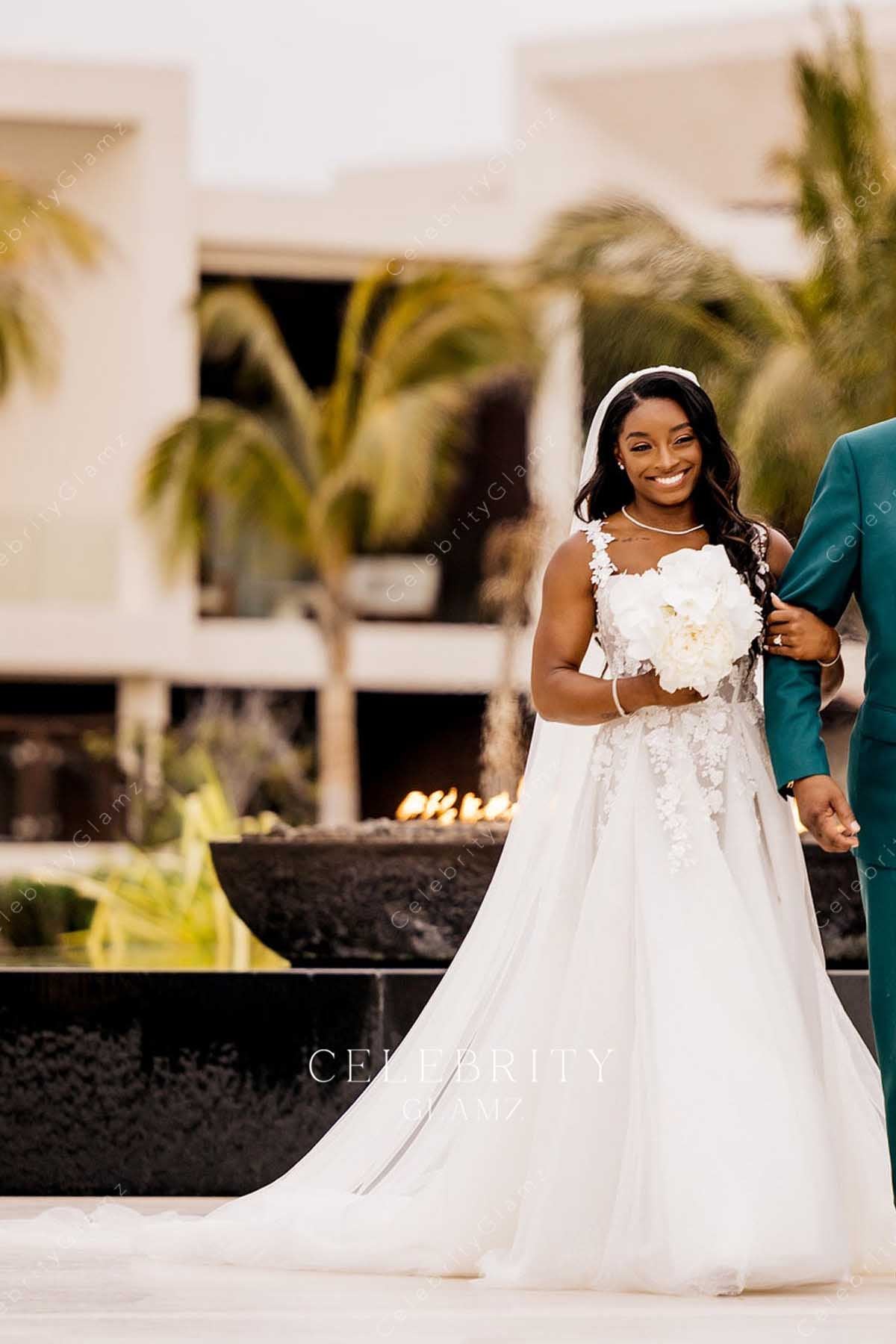 Simone Biles a line wedding dress