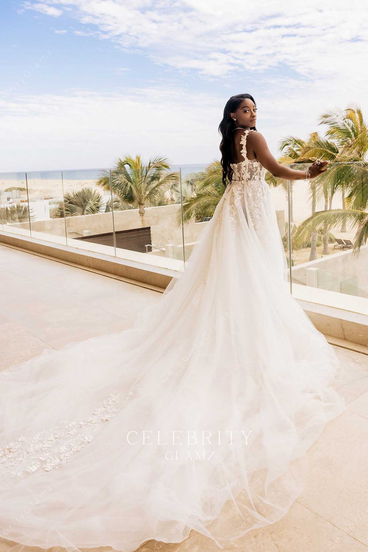 Simone Biles overskirt wedding dress
