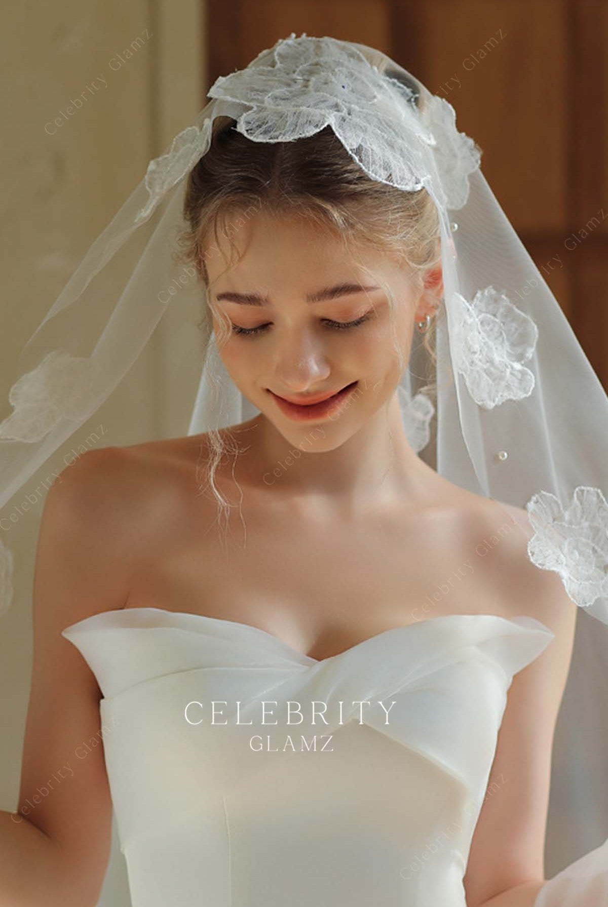 single tier tulle bridal veil